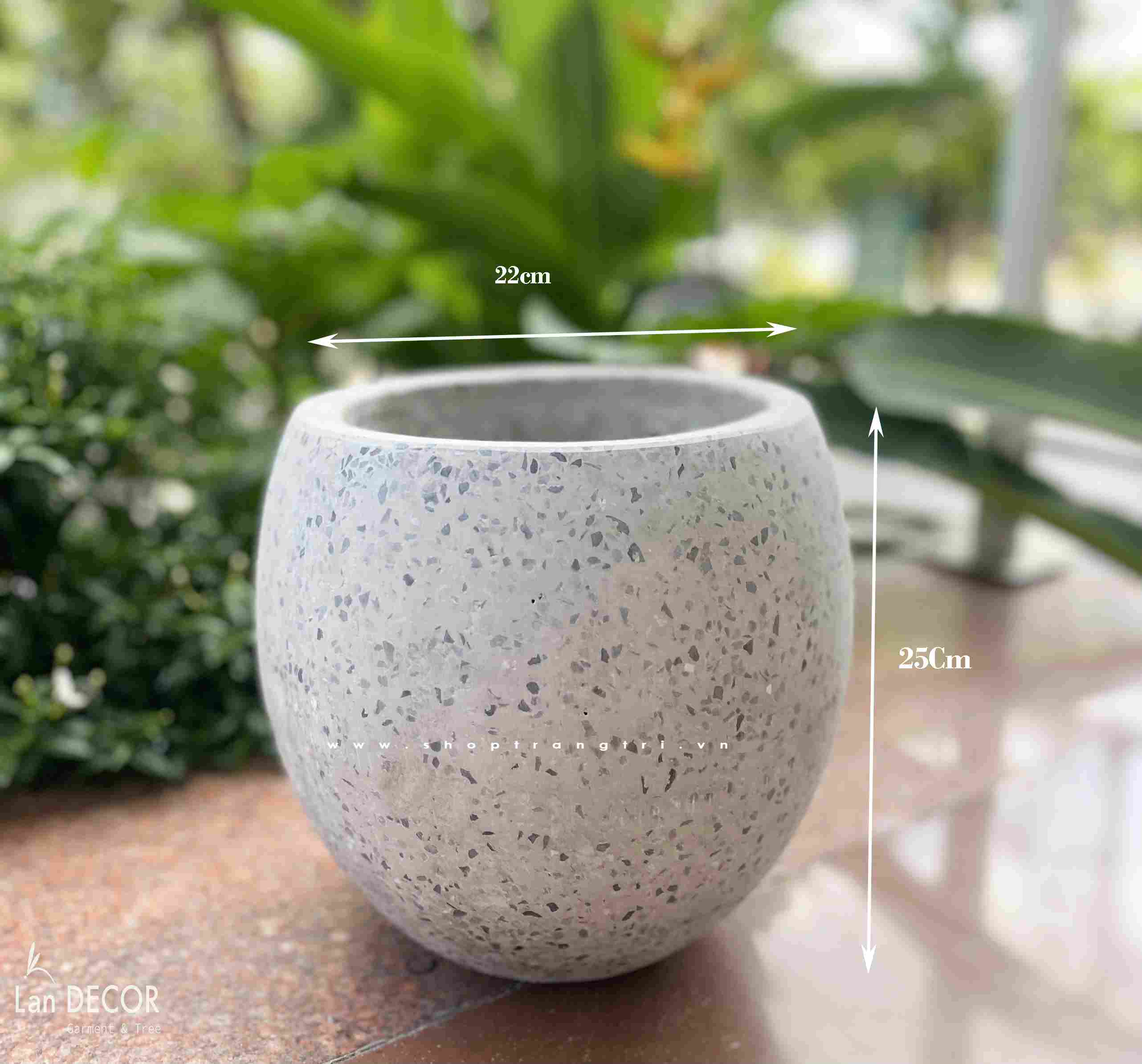 Chậu xi măng trứng đá mài trồng cây LanDecor - CXM032