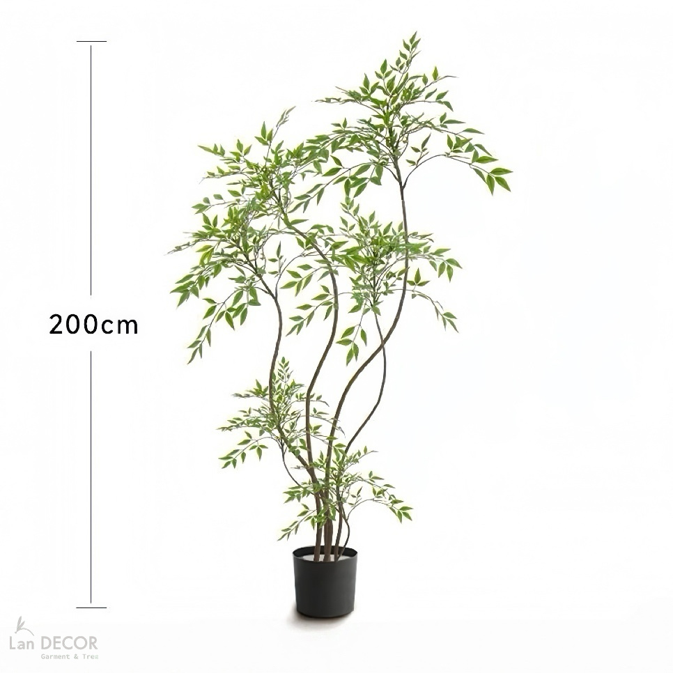 Nam Thiên Trúc Decor- Cây Nam Thiên Trúc Giả 6 Nhánh Decor Nội Thất Hiện Đại (210cm)- LC3047-6