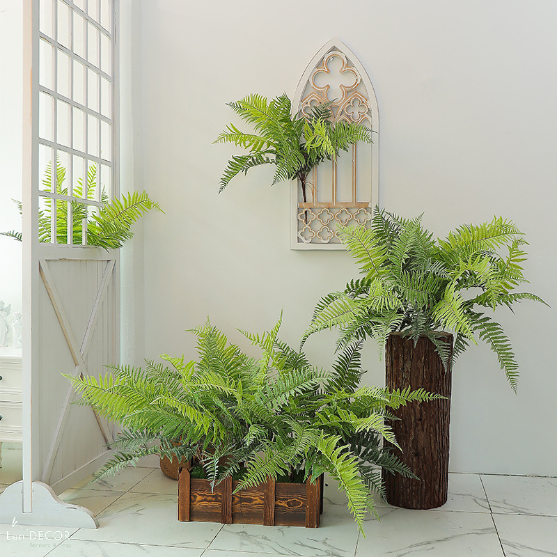 Cành Lá Giả Trang Trí- Cành Dương Xỉ Giả 12 Lá Trang Trí Tiểu Cảnh (70cm)- HC1395