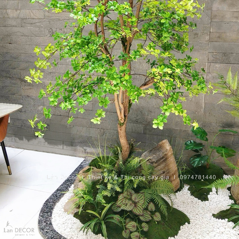 Thiết Kế Tiểu Cảnh Giếng Trời, Decor Cây Thạch Nam Giả Đẹp Tự Nhiên