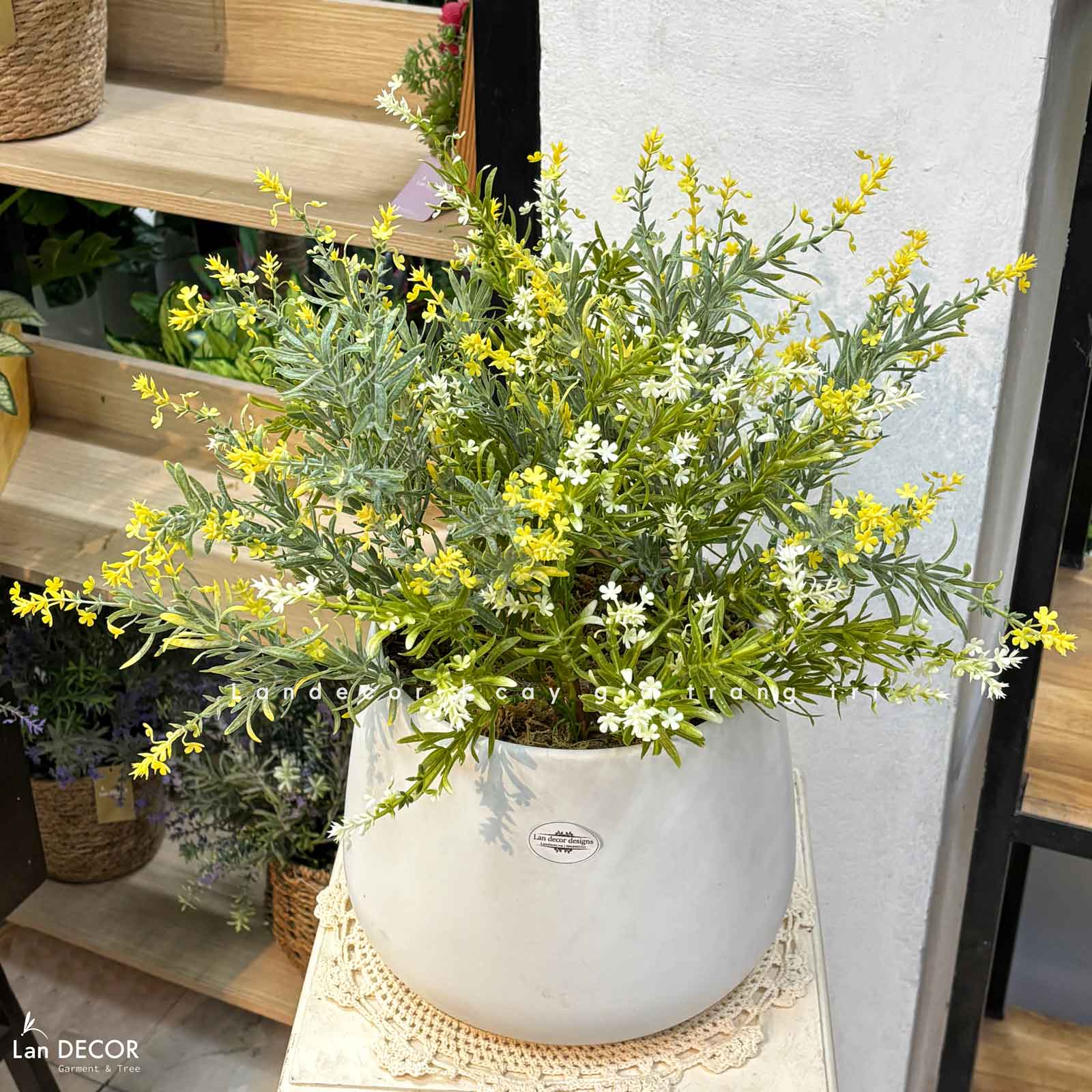 Hoa Oải Hương Giả Trang Trí- Chậu Hoa Oải Hương Giả Decor Quán Cafe (50cm)- CC1469