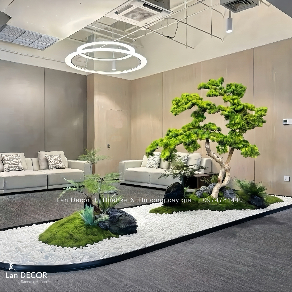 Tiểu Cảnh Cây Gỉa - Cây Tùng Bonsai Giả Thiết Kế Tiểu Cảnh Đẹp