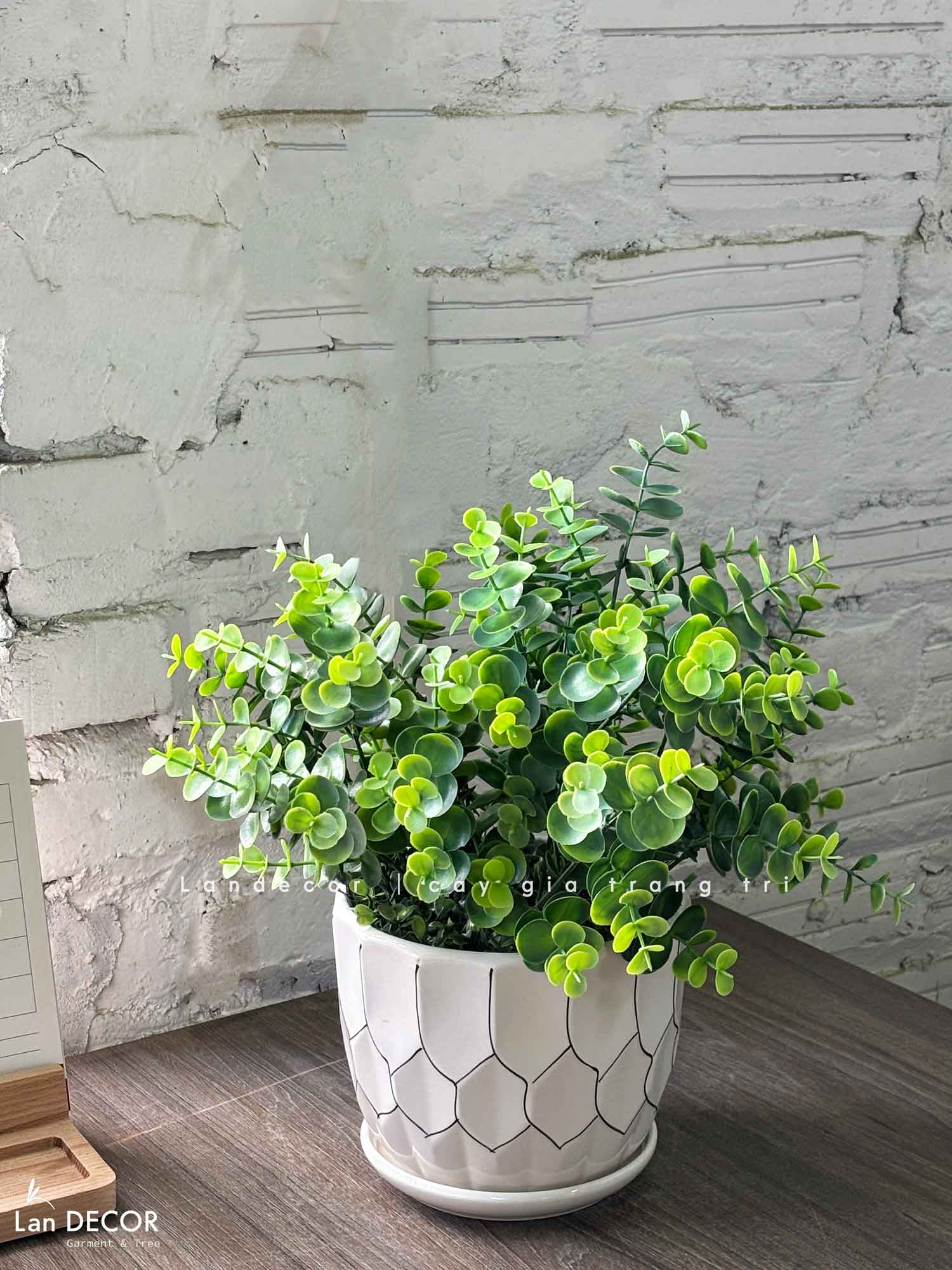 Cây Giả Decor- Cây Lá Táo Giả Trang Trí Tiểu Cảnh Xanh (45cm)- CC1461