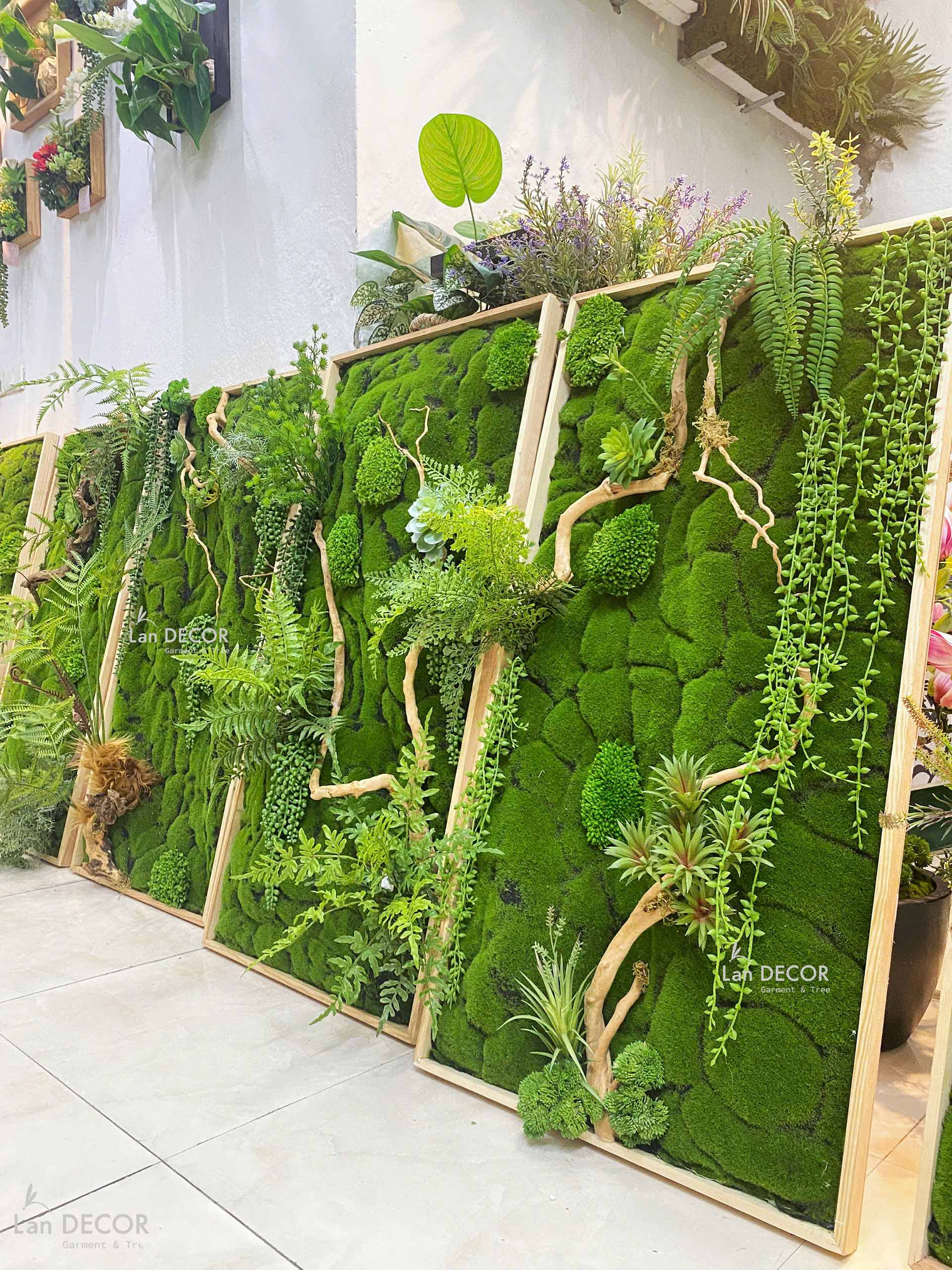 Tranh Rêu Giả Decor- Trang Trí Cửa Hiệu Với Tranh Rêu Sen Đá Treo Tường Hiện Đại (50x10cm)- KTR(50x100)-2