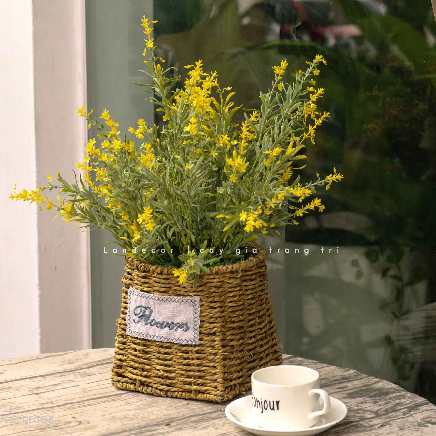 Hoa Oải Hương Giả Trang Trí- Giỏ Oải Hương Giả Trang Trí Không Gian (45cm)- CC1469-4