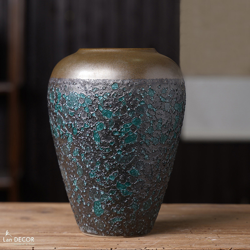 Bình Gốm Cắm Hoa Phong Cách Cổ Điển (25x10x18cm)- BG260