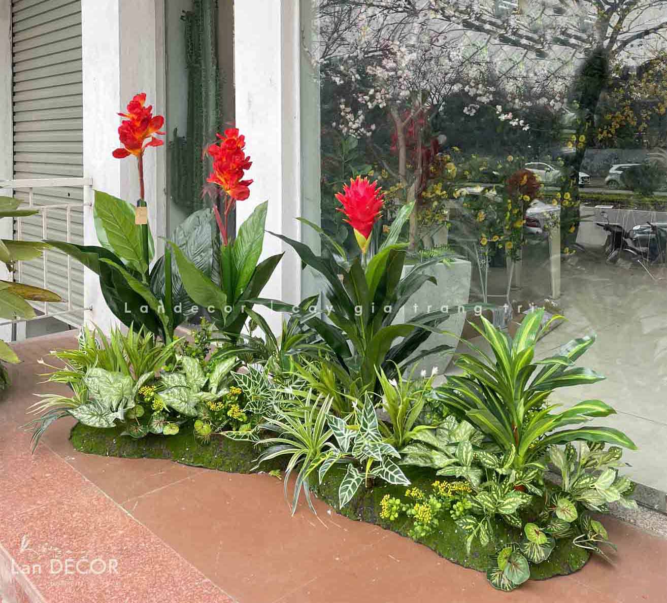 BỒN CÂY TÀI LỘC HOA TRANG TRÍ TIỂU CẢNH ĐÓN TẾT (80x40CM)- RC023