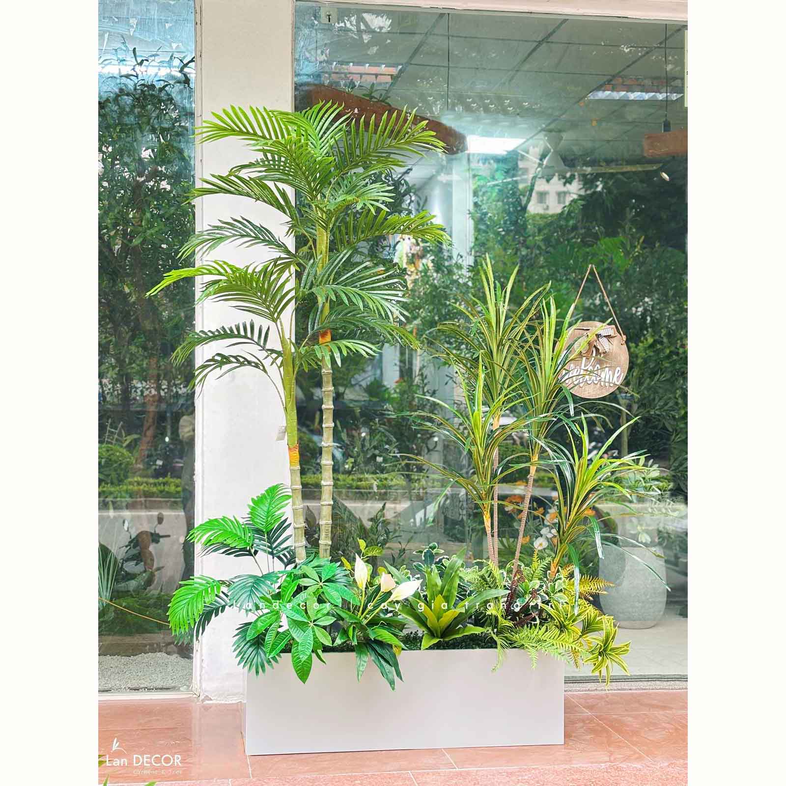 Bồn Cây Giả- Bồn Cây Dừa Giả Thiết Kế Không Gian Xanh Hiện Đại (150X80X200cm)- BC255