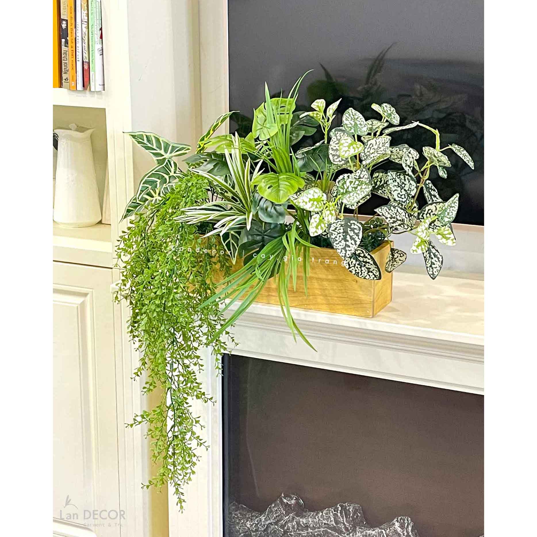 Bồn Cây Giả Decor- Bồn Cây Giả Decor Nhà Phong Cách Hiện Đại (70X40X40CM)- BC190