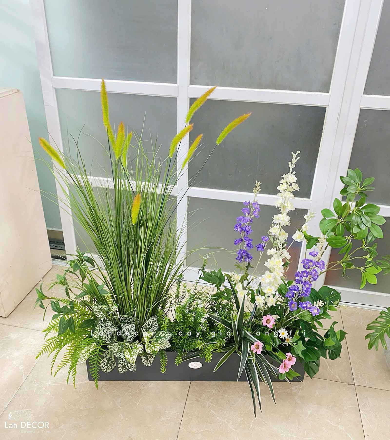 Tiểu Cảnh Giả Trang Trí- Bồn Hoa Lau Giả Decor Tiểu Cảnh Phong Cách Đồng Nội, Thiết Kế Độc Đáo (110x50x110cm)- BC203