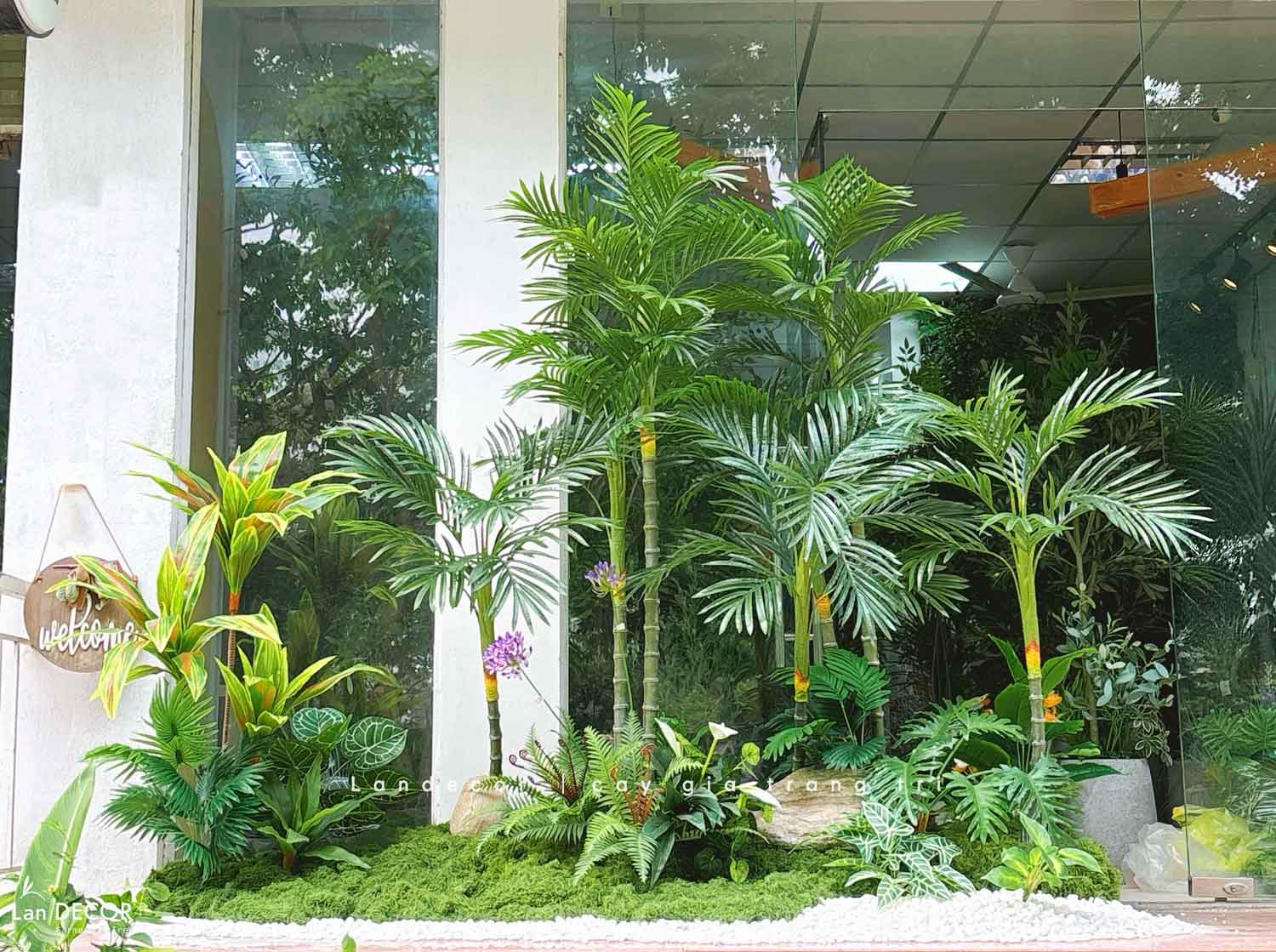 Thi Công Tiểu Cảnh Cây Giả - Bồn Rêu Cây Dừa Giả Thiết Kế Tiểu Cảnh Quán Cafe