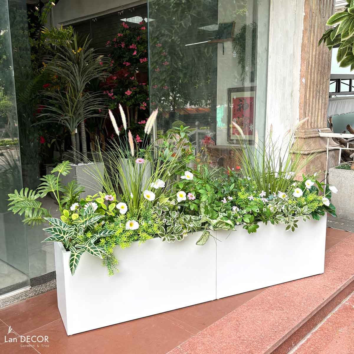 Bồn Hoa Tiểu Cảnh- Bồn Hoa Giả Decor Cửa Hiệu (115x60x110)- BC166