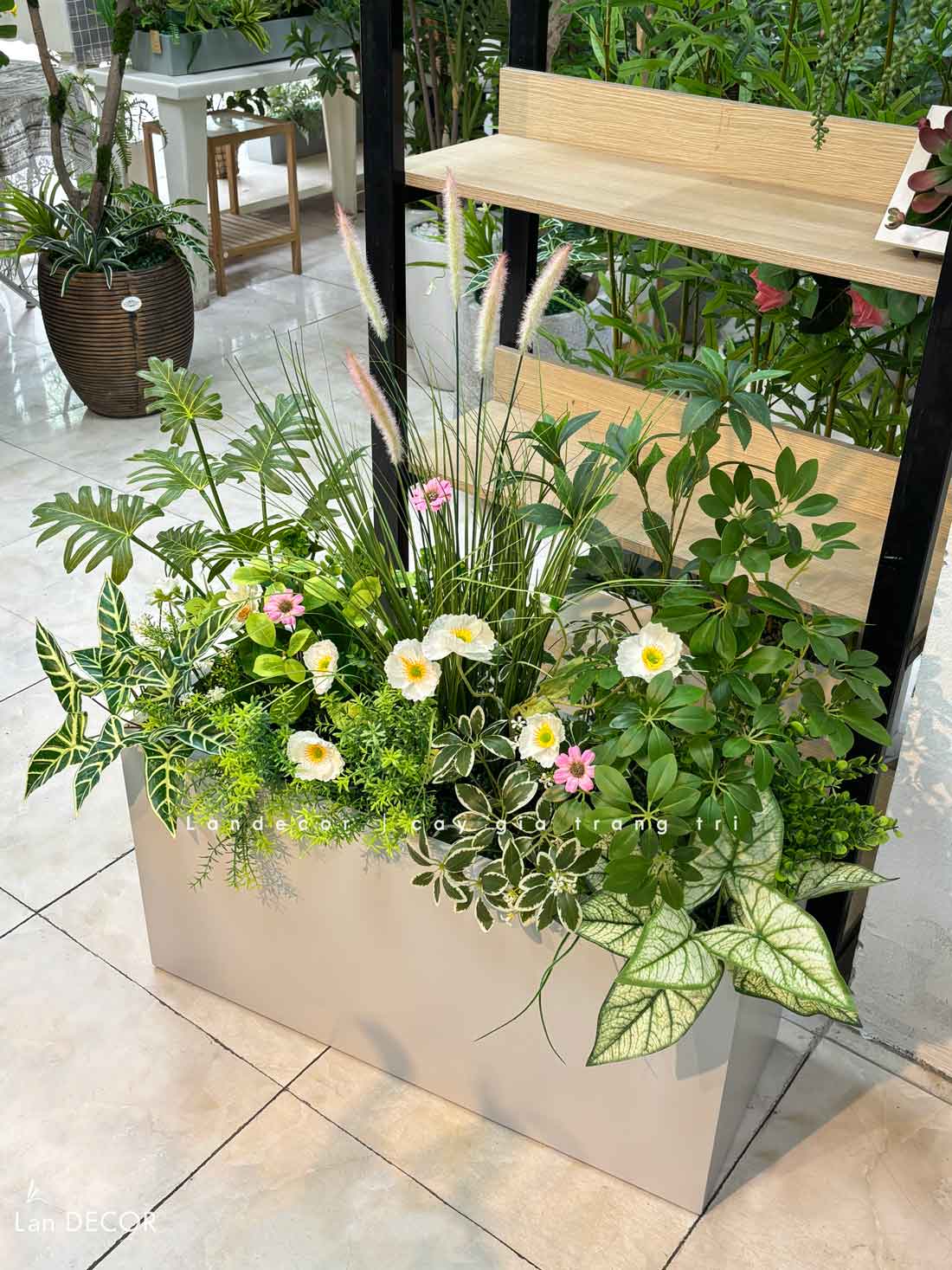 Bồn Hoa Tiểu Cảnh- Bồn Hoa Giả Decor Cửa Hiệu (115x60x110)- BC166