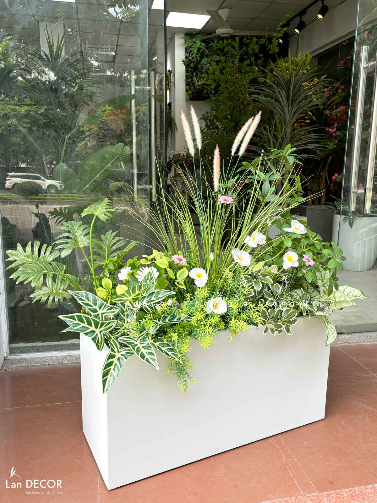 Bồn Hoa Tiểu Cảnh- Bồn Hoa Giả Decor Cửa Hiệu (115x60x110)- BC166