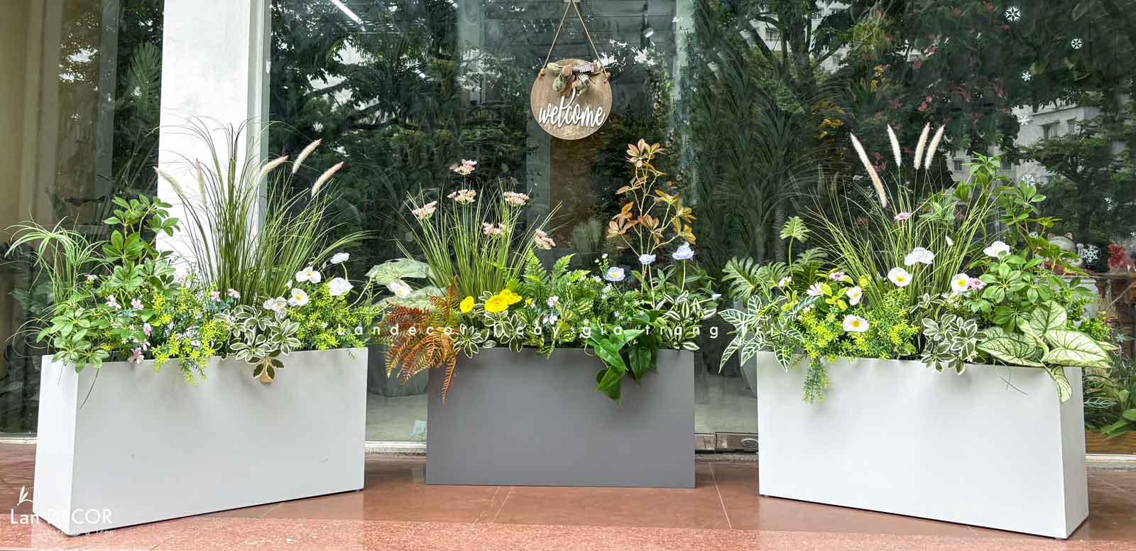 Bồn Hoa Tiểu Cảnh - Bồn Hoa Decor Văn Phòng, Cửa Hiệu Tự Nhiên (115X50X105)- BC170