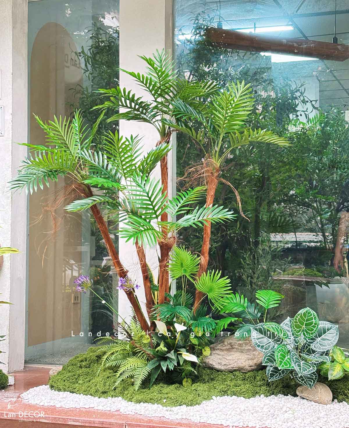 Tiểu Cảnh Cây Giả- Thiết Kế Tiểu Cảnh Cây Dừa Giả, Kiến Tạo Không Gian Sống Xanh (160X140X190cm)- RC136