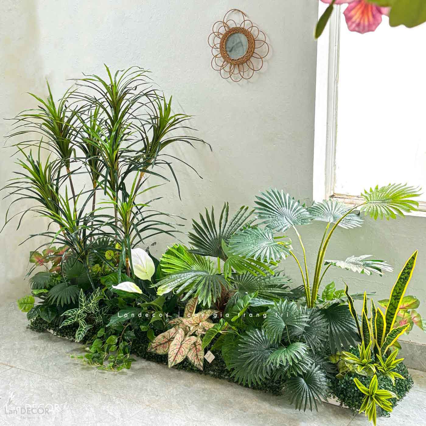 Bồn Cây Trang Trí- Bồn Cây Giả Thiết Kế Vườn Tiểu Cảnh Nhiệt Đới  (225X90X150cm)- RC089