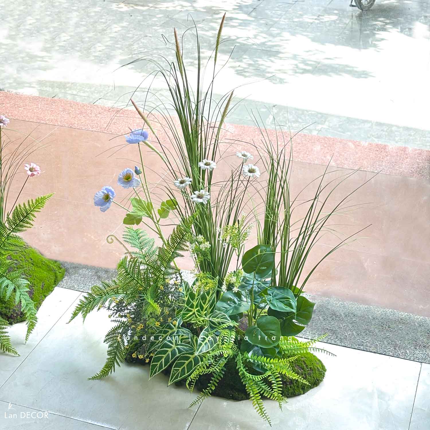 Bồn Rêu Hoa Thiết Kế- Bồn Rêu Hoa Lau Giả Decor Không Gian Phong Cách Đồng Nội (70x50x90cm)- RC085