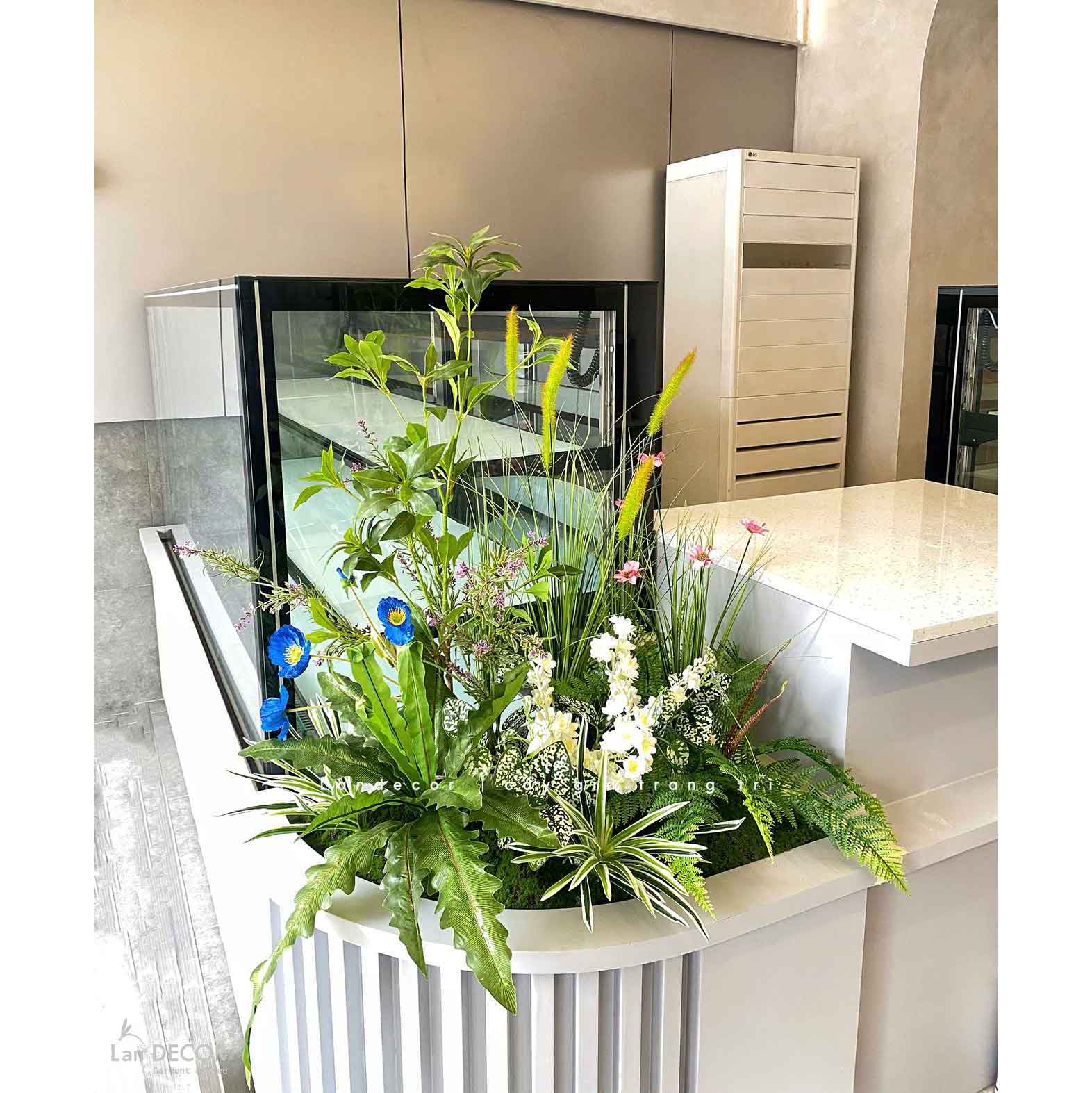 Bồn Rêu Hoa Decor- Bồn Rêu Hoa Giả Decor Cửa Hiệu, Tiệm Cafe Đẹp Tự Nhiên- RC083