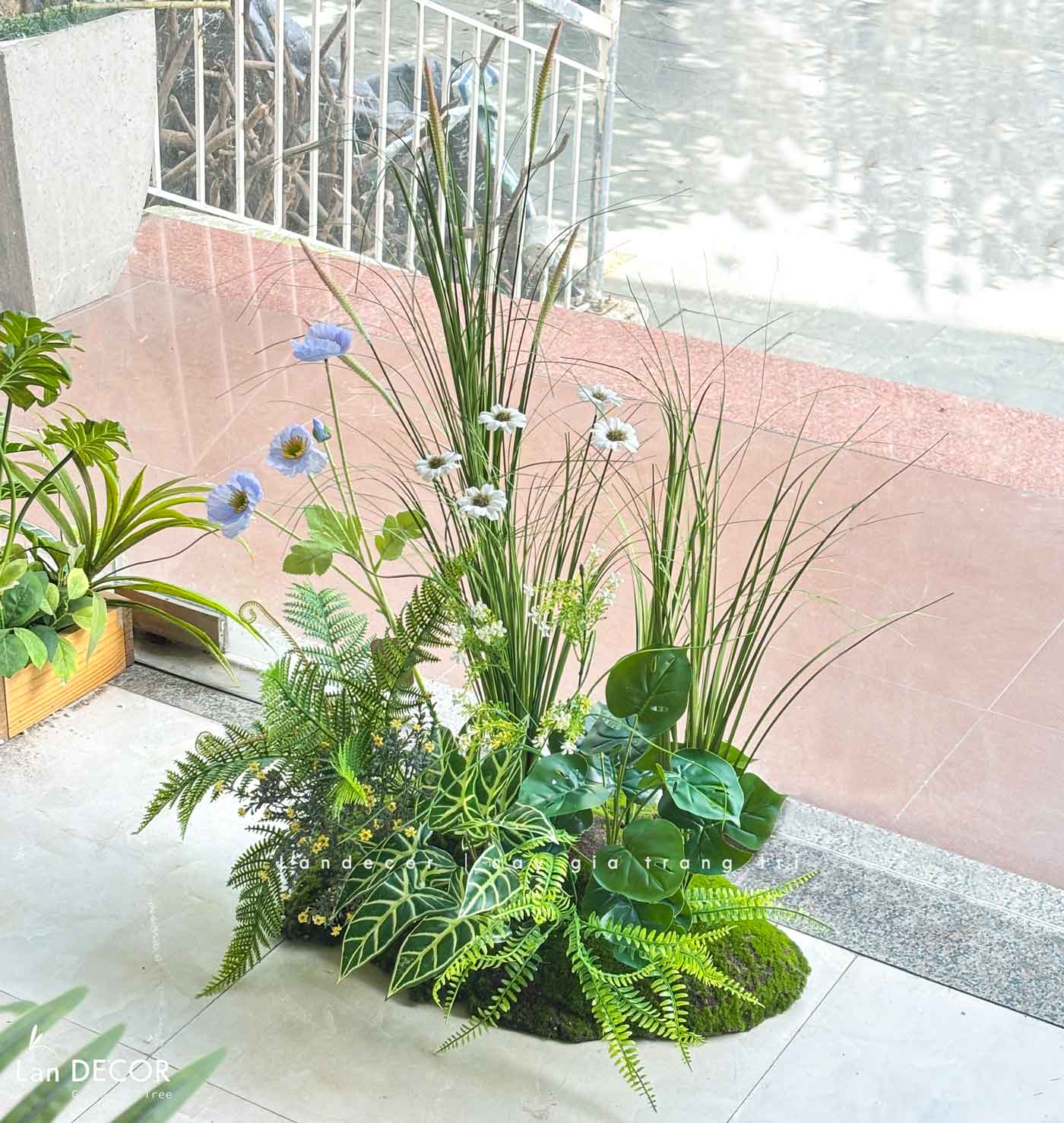 Bồn Rêu Hoa Thiết Kế- Bồn Rêu Hoa Lau Giả Decor Không Gian Phong Cách Đồng Nội (70x50x90cm)- RC085