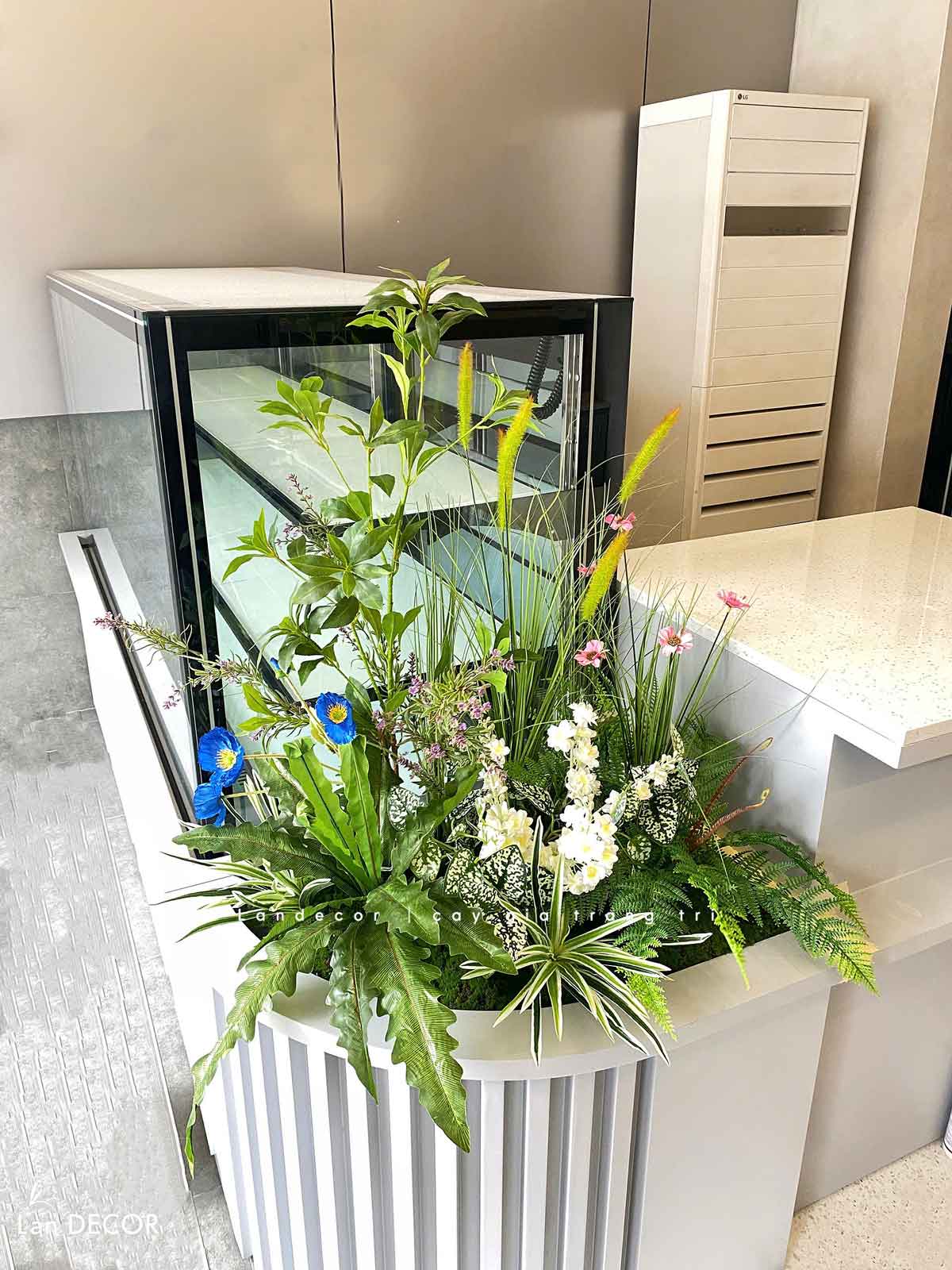 Bồn Rêu Hoa Decor- Bồn Rêu Hoa Giả Decor Cửa Hiệu, Tiệm Cafe Đẹp Tự Nhiên- RC083