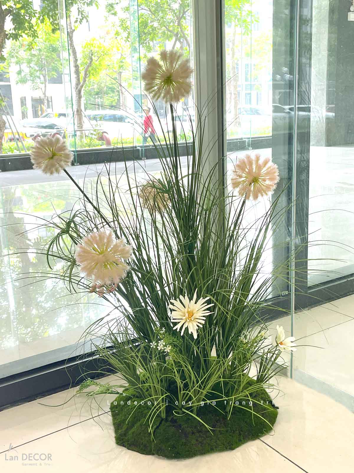 Bồn Rêu Hoa Tiểu Cảnh- Bồn Hoa Bồ Công Anh Decor Không Gian (80x70x90cm)- RC082