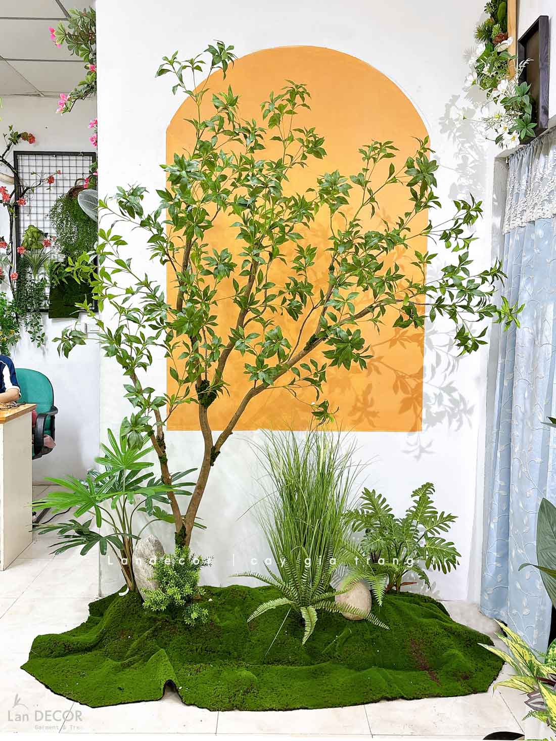 Tiểu Cảnh Cây Giả- Bồn Cây Linh Sơn Thiết Kế Tiểu Cảnh Khô, Decor Không Gian - RC070