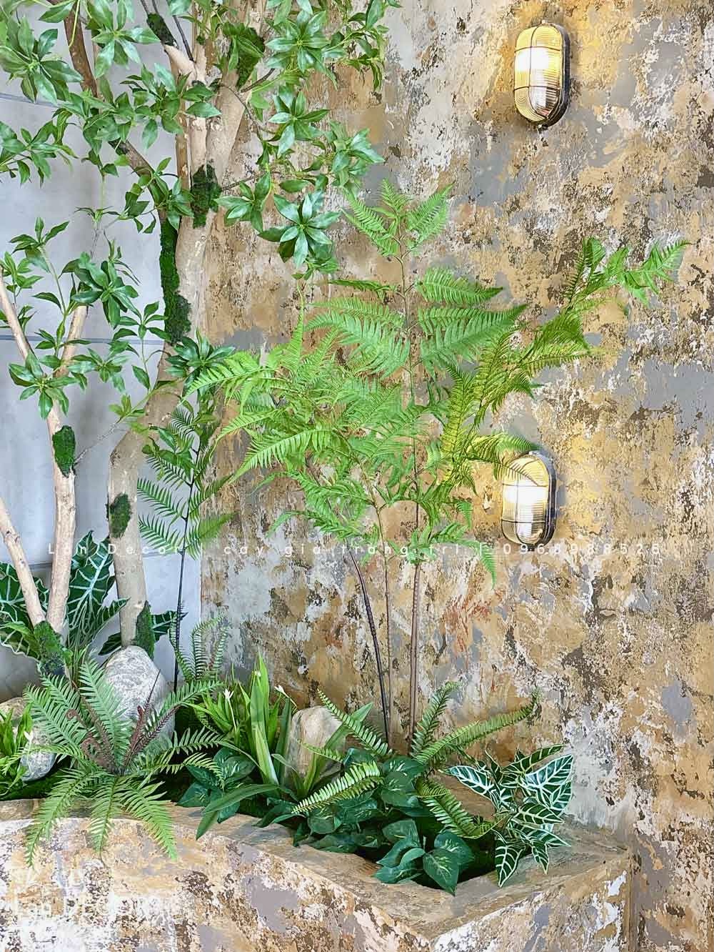 Công trình bồn cây giả- Bồn cây xanh giả trang trí tiểu cảnh cho quán Bean Around Coffee