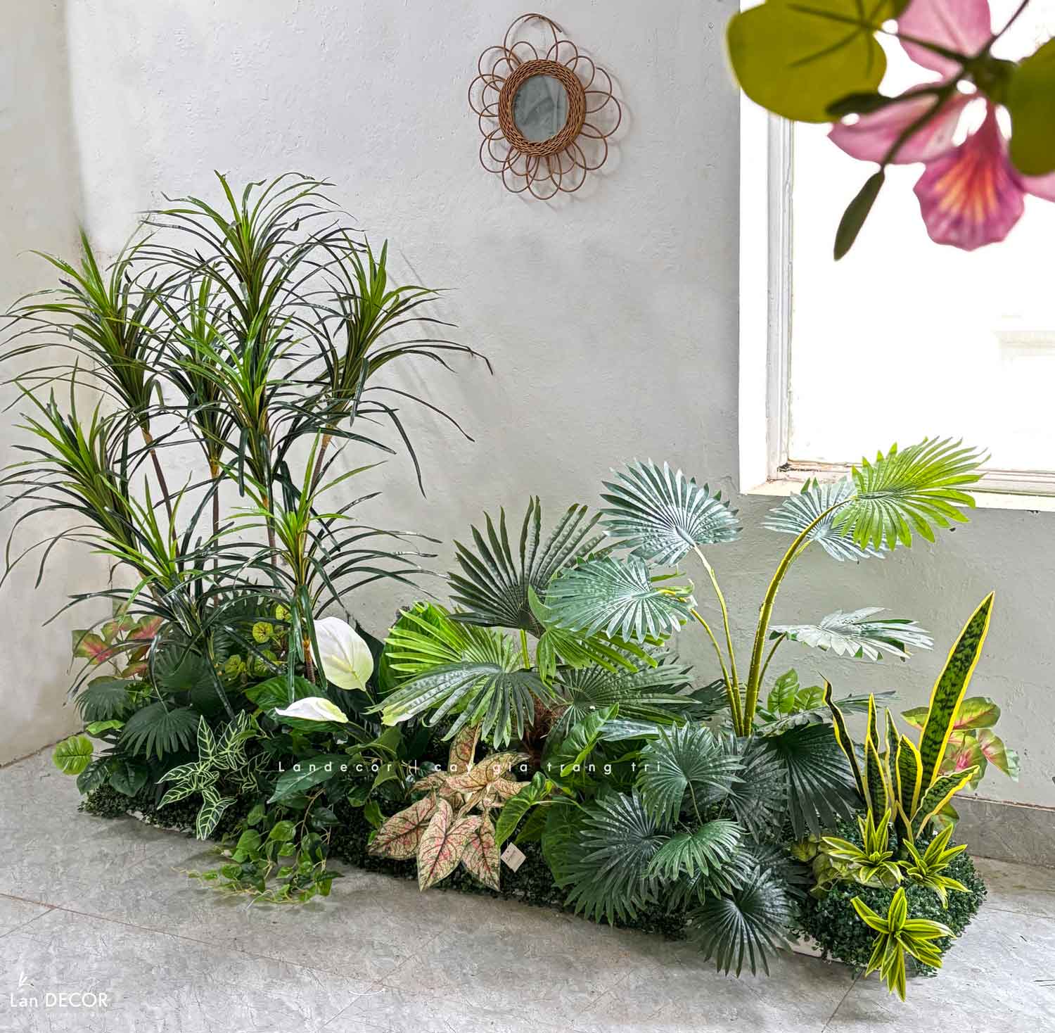 Bồn Cây Trang Trí- Bồn Cây Giả Thiết Kế Vườn Tiểu Cảnh Nhiệt Đới  (225X90X150cm)- RC089