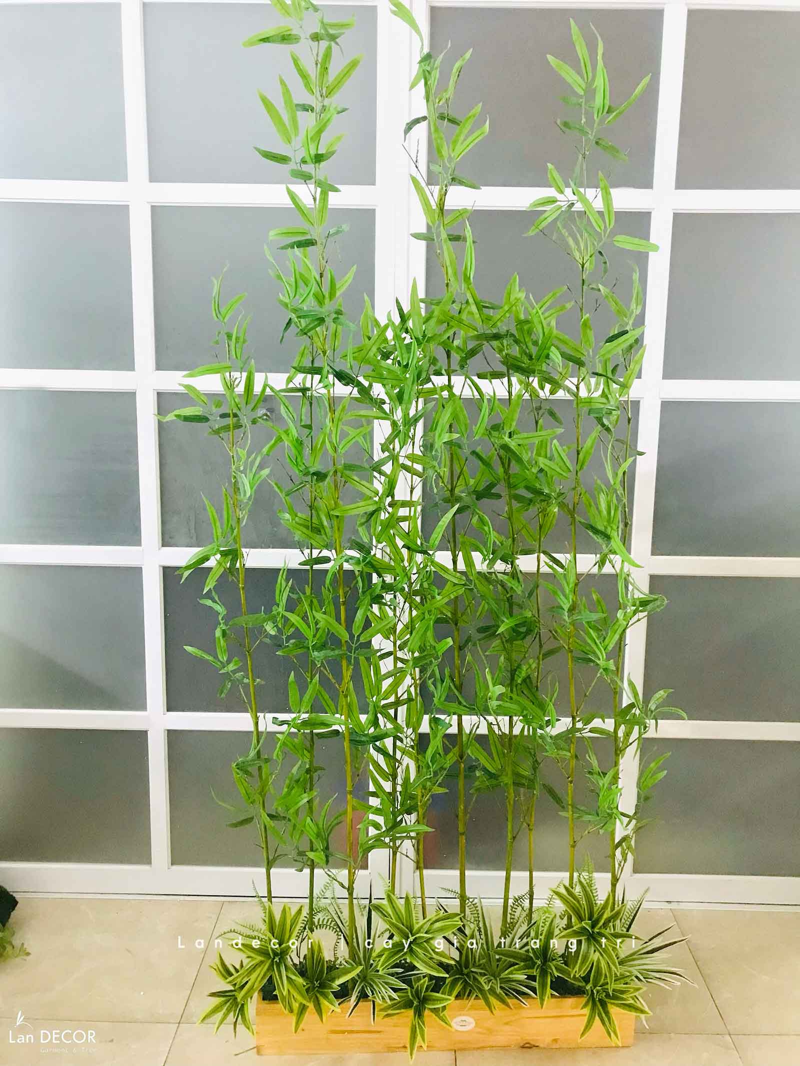 Bồn cây trúc quân tử giả trang trí nhà LanDecor (120cm) - BC074