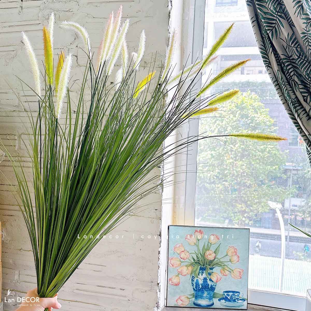 Cỏ Lau Giả- Cành Cỏ Lau Giả Thiết Kế Lan Decor, Trang Trí Kệ Cây, Tiểu Cảnh Lau Giả Quán Cafe Độc Đáo - CC1087