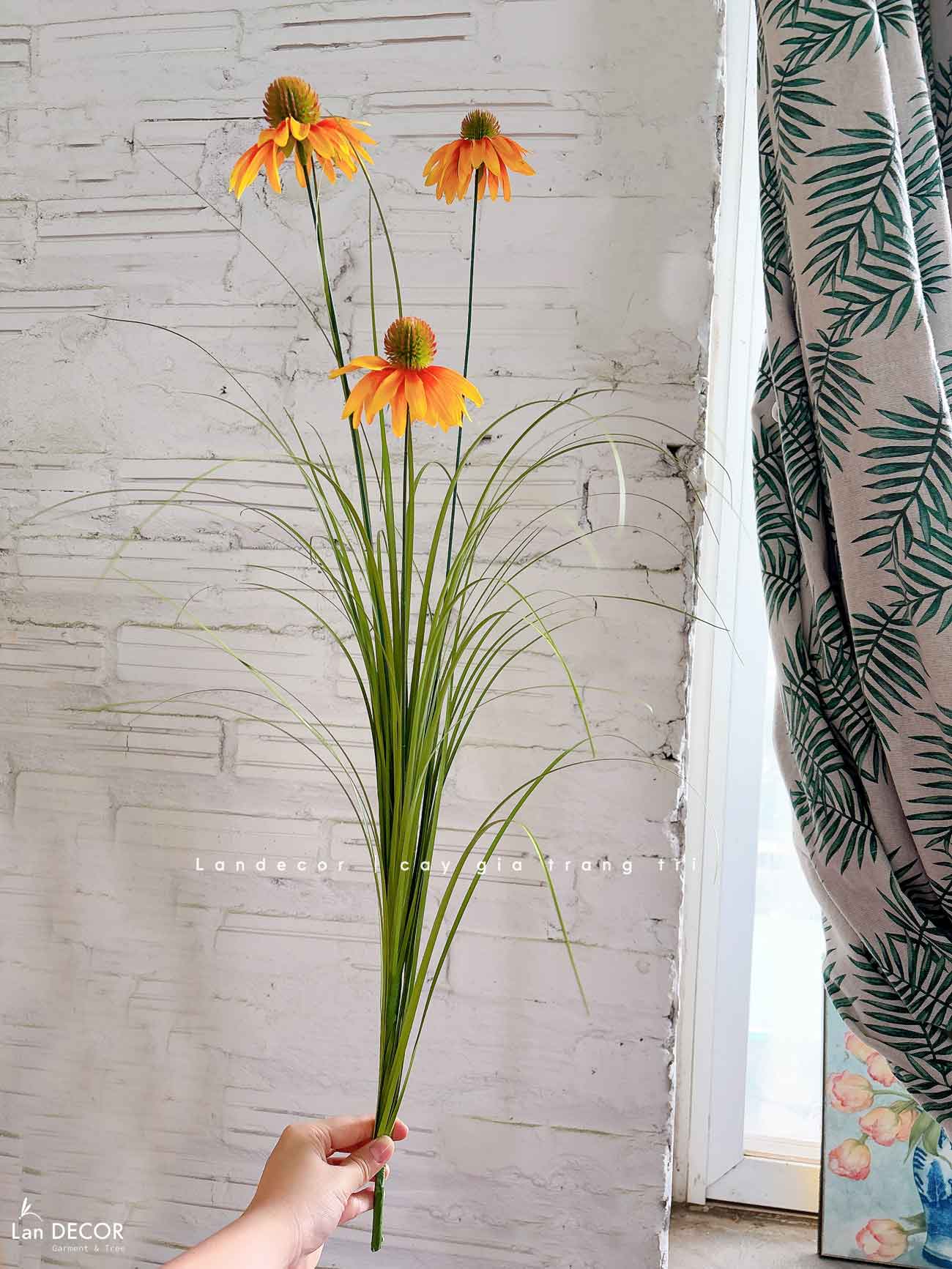 Hoa Cúc Mỹ Giả- Cành Hoa Cúc Mỹ Giả Decor Kệ Sắt, Thiết Kế Tiểu Cảnh Rêu Hoa Ấn Tượng- CC1084