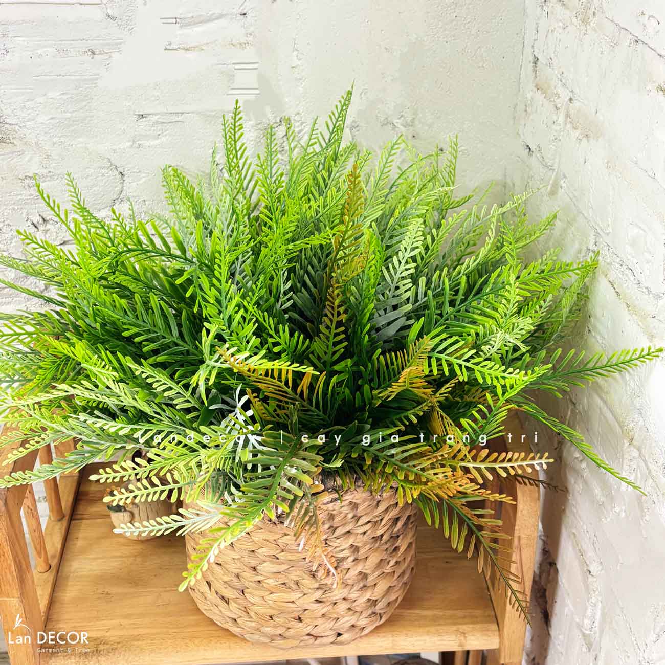 Cành Lá Giả- Cành Dương Xỉ Giả Trang Trí Tiểu Cảnh (5 nhánh, 40cm)- HC1379