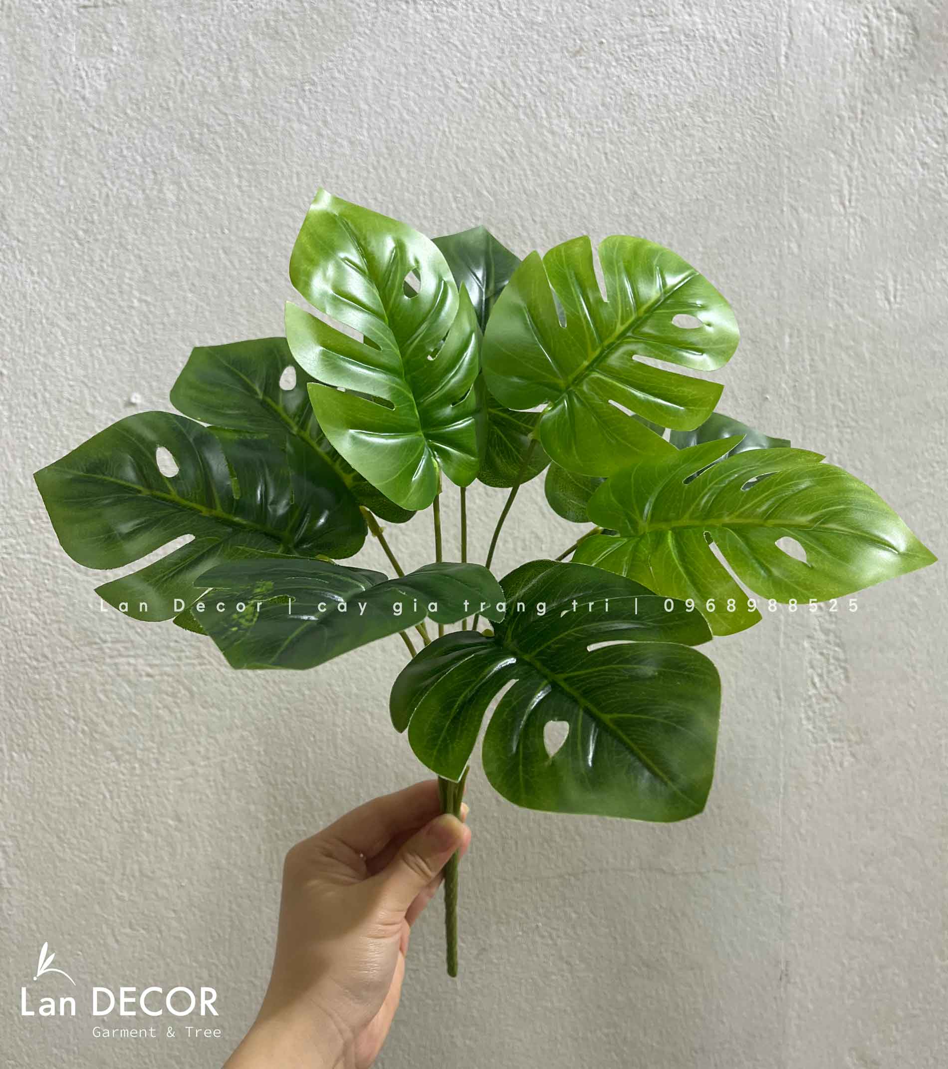 Cành Lá Giả Trang Trí- Cành Trầu Bà Lá khía Thiết Kế Tiểu Cảnh (40cm)- HC1232