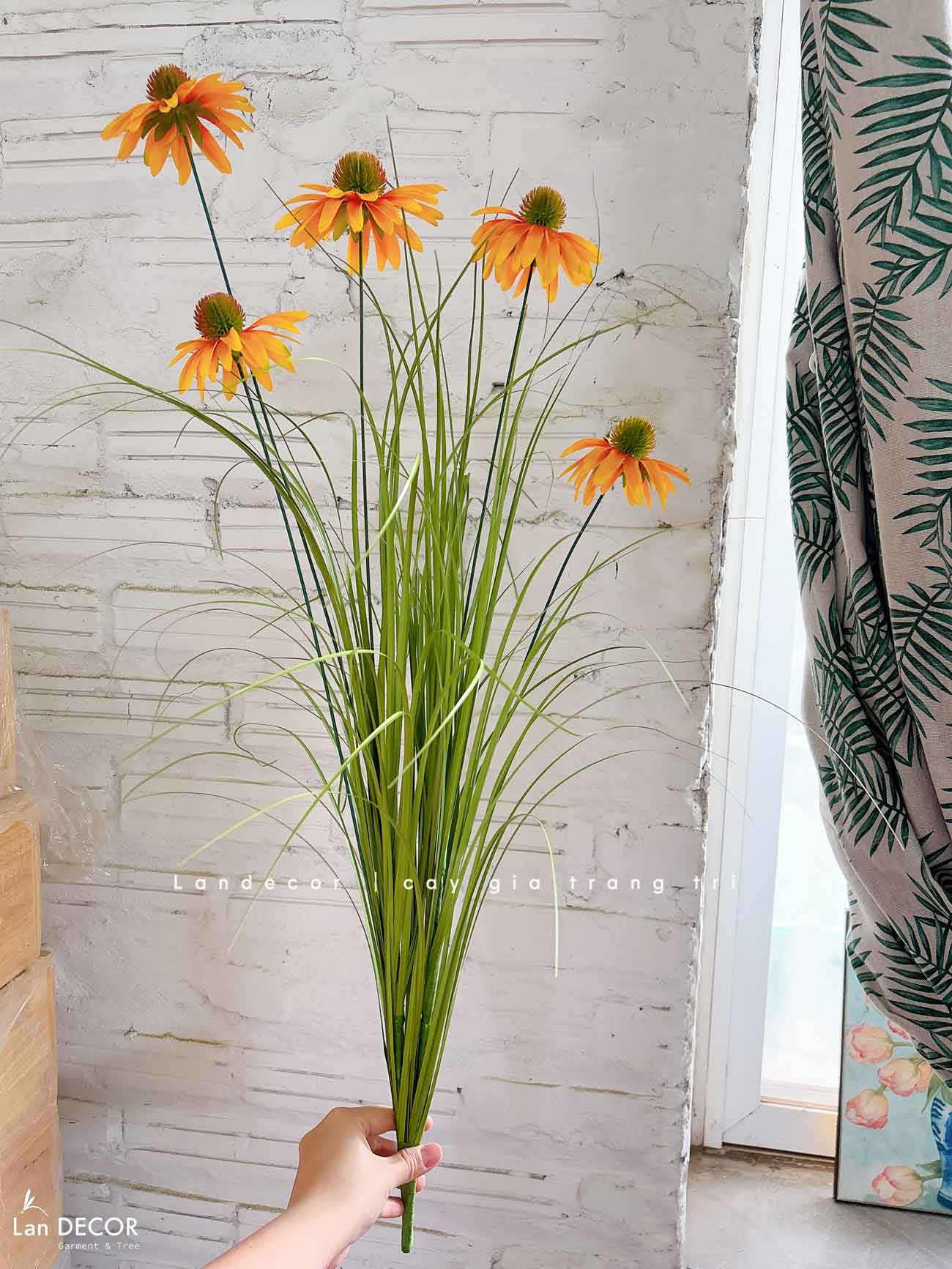 Hoa Cúc Mỹ Giả- Cành Hoa Cúc Mỹ Giả Decor Kệ Sắt, Thiết Kế Tiểu Cảnh Rêu Hoa Ấn Tượng- CC1084