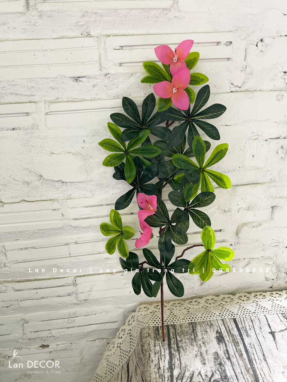 Cành Lá Giả, Cành Hoa Đỗ Quyên Đẹp Tự Nhiên (50cm) -HC1117