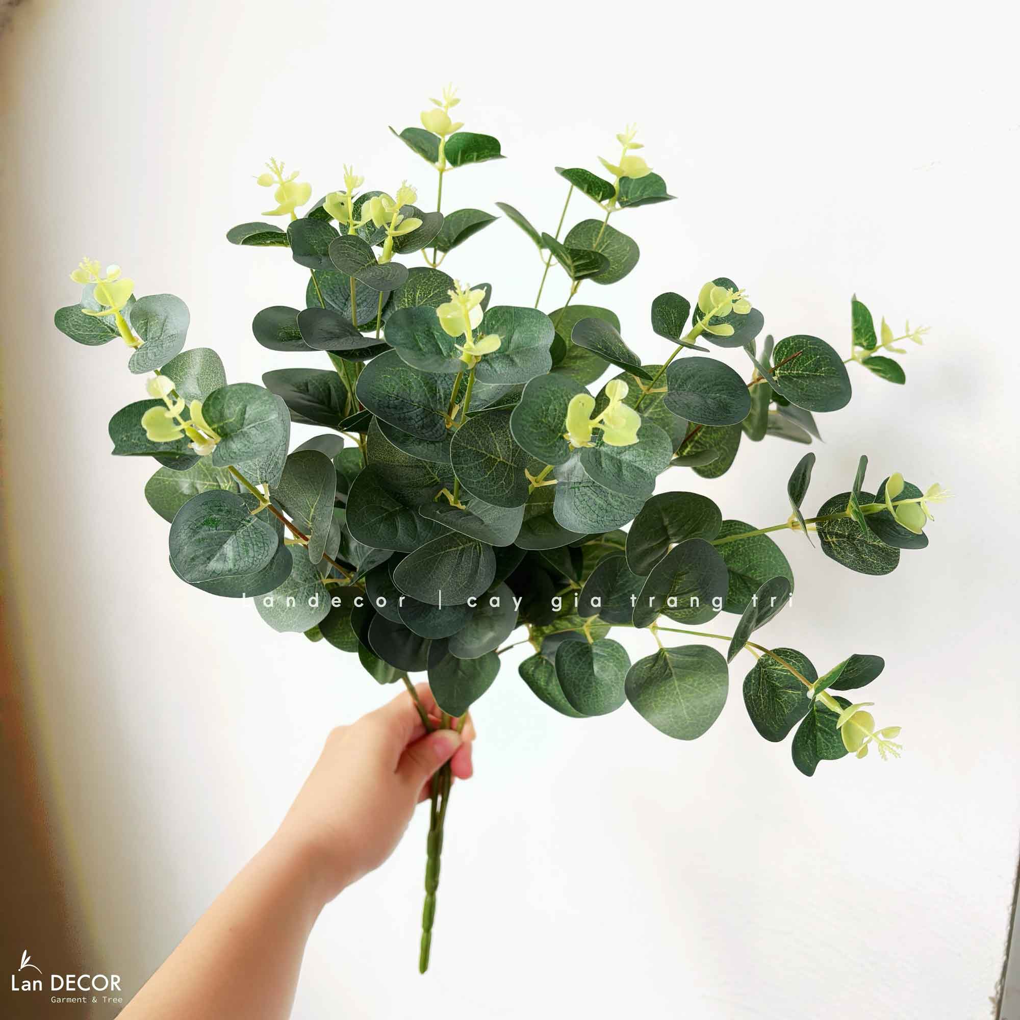 Cành Lá Giả- Cành Lá Táo Có Hoa Giả Decor (4 nhánh, 47cm)- HC1353