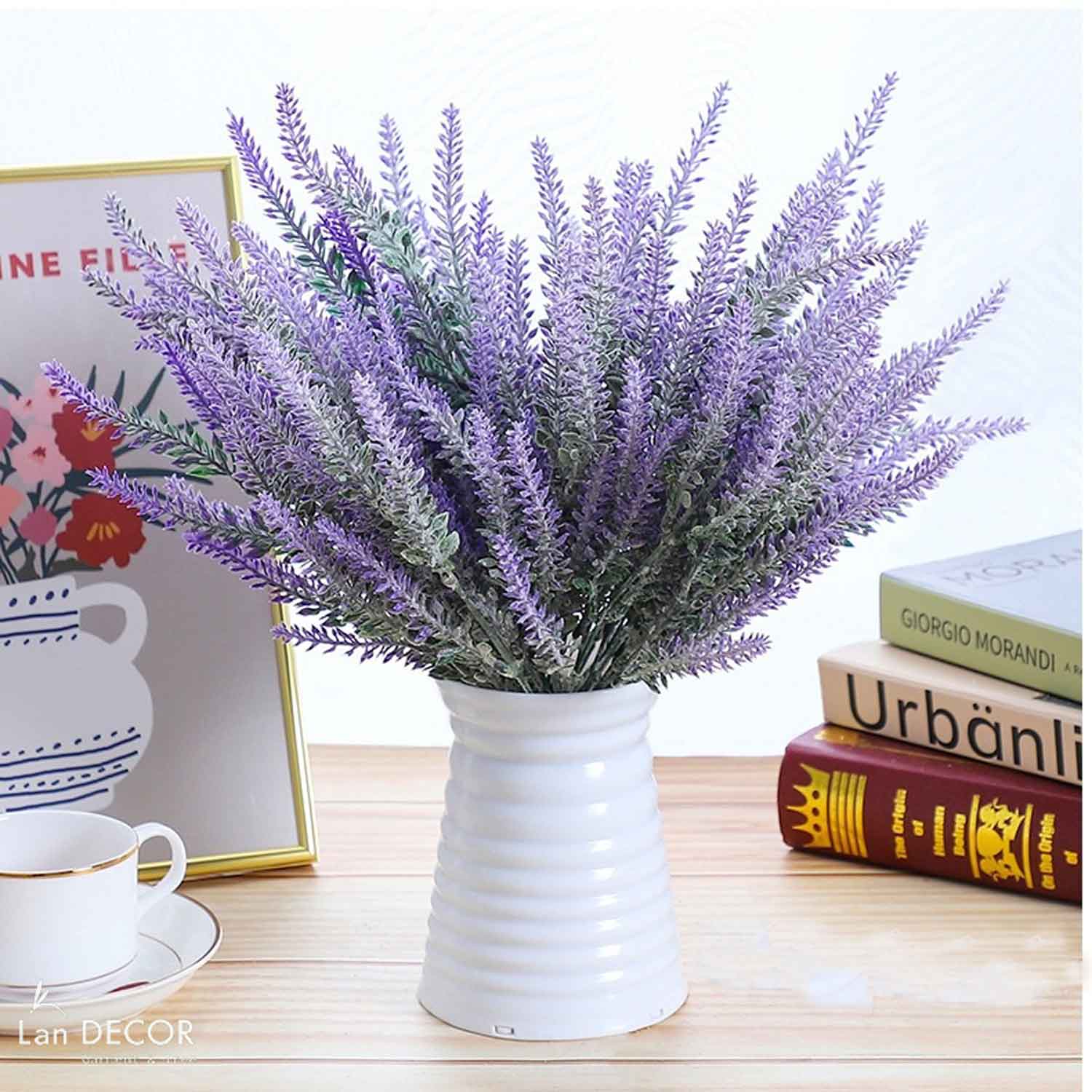 Hoa Giả Decor- Cành Hoa Oải Hương Giả Trang Trí Nhà Đẹp (5 nhánh, 35cm)- HC1243