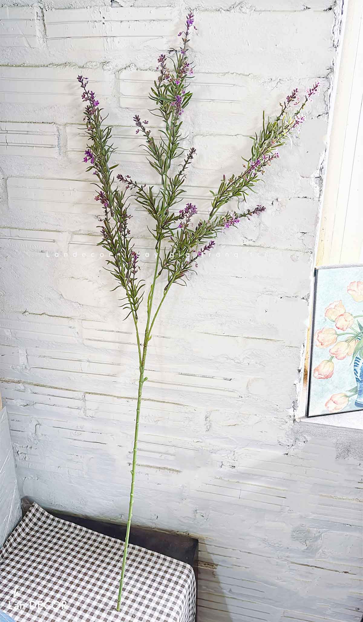 Cành Hoa Giả- Cành Hoa Oải Hương Lá Mốc Trang Trí (3 nhánh, 60-100cm)-HC1083