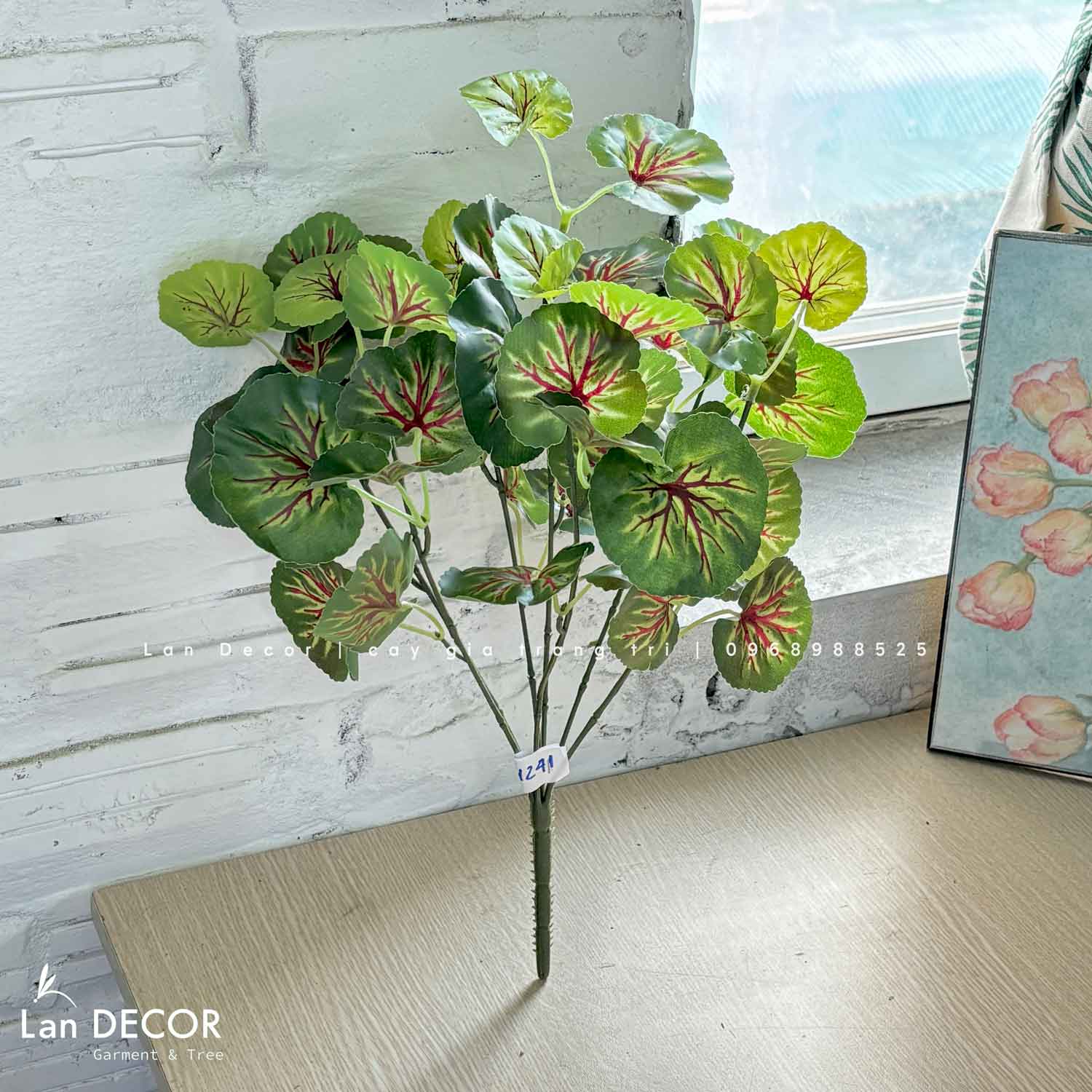 Cành Lá Giả Trang Trí- Bụi Sen Cạn Trang Trí Tiểu Cảnh Tự Nhiên (7 nhánh, 45cm)- HC1241