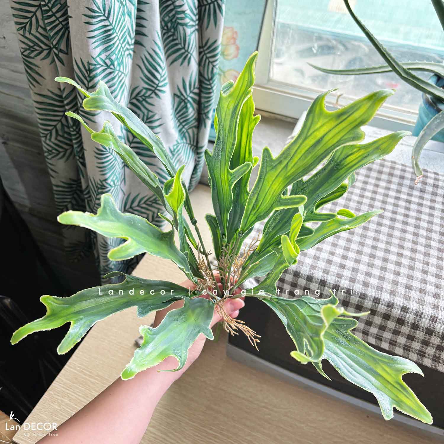 Cành Lá Giả Decor- Cành Sừng Hươu Giả Thiết Kế Tiểu Cảnh Xanh (40cm)- HC1435