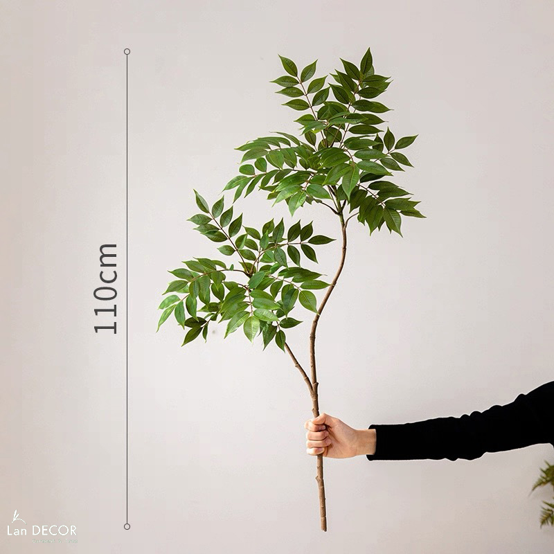 Cành Lá Giả - Cành Ưng Bất Bạc Giả Trang Trí, Thiết Kế Cây Giả Tiểu Cảnh (110cm)- HC1306