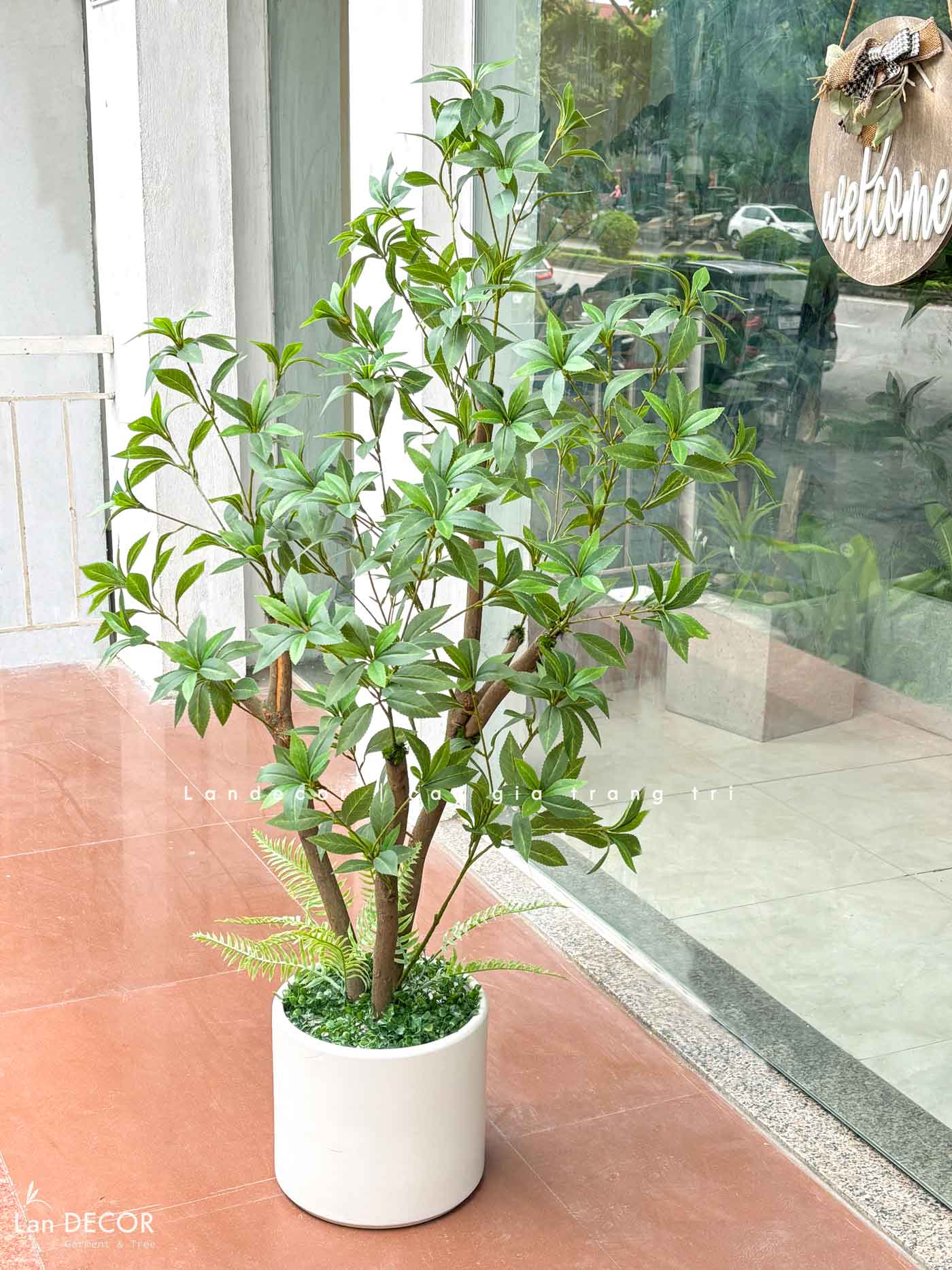 Cây Giả Trang Trí- Cây Asebi Thiết Kế Cửa Hiệu Xanh Mát (130cm)- CC1056