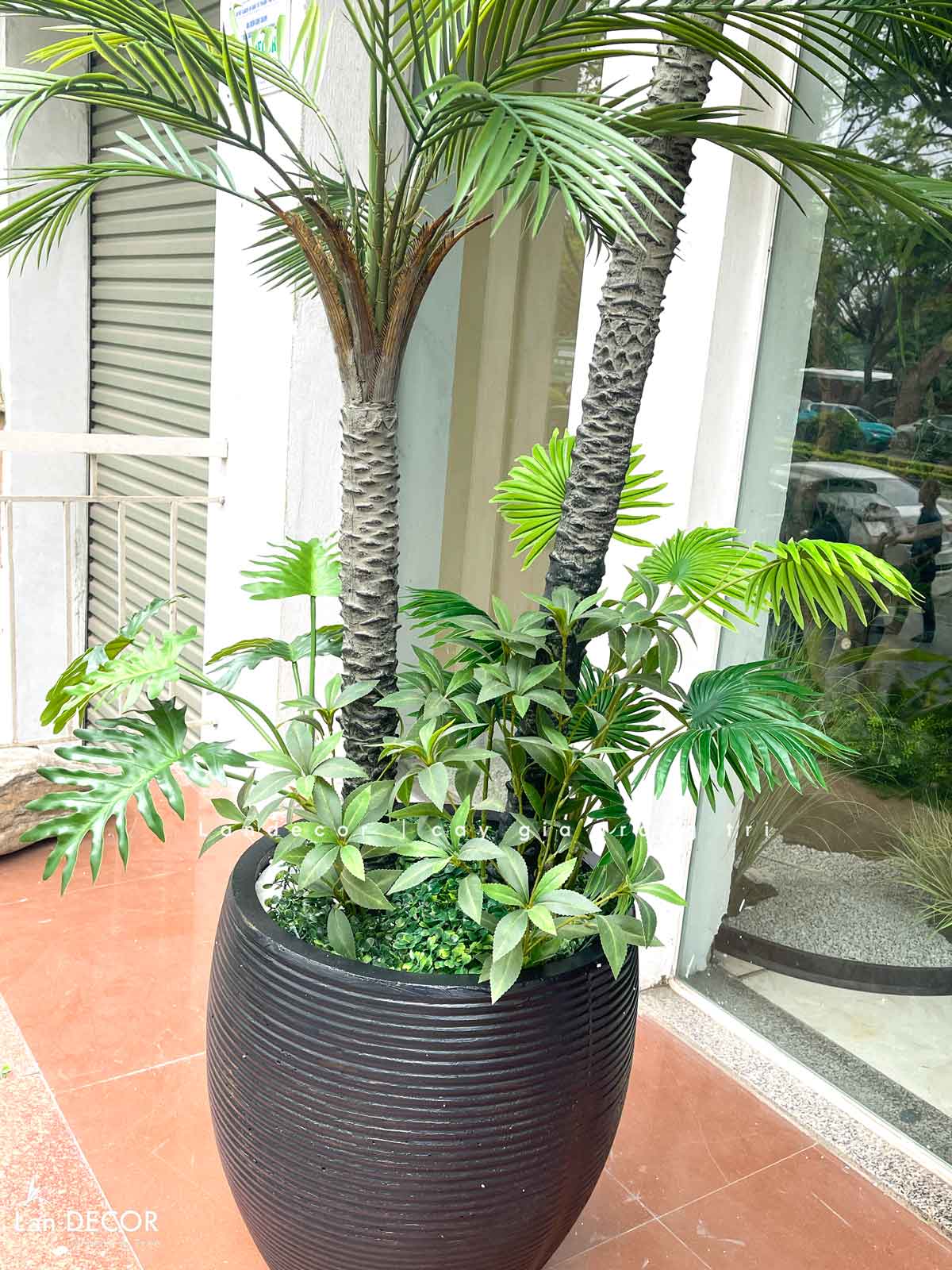 Cây Giả - Cây Dừa Giả 2 Thân Thiết Kế Văn Phòng Hiện Đại (210cm)- LC3567- ghép