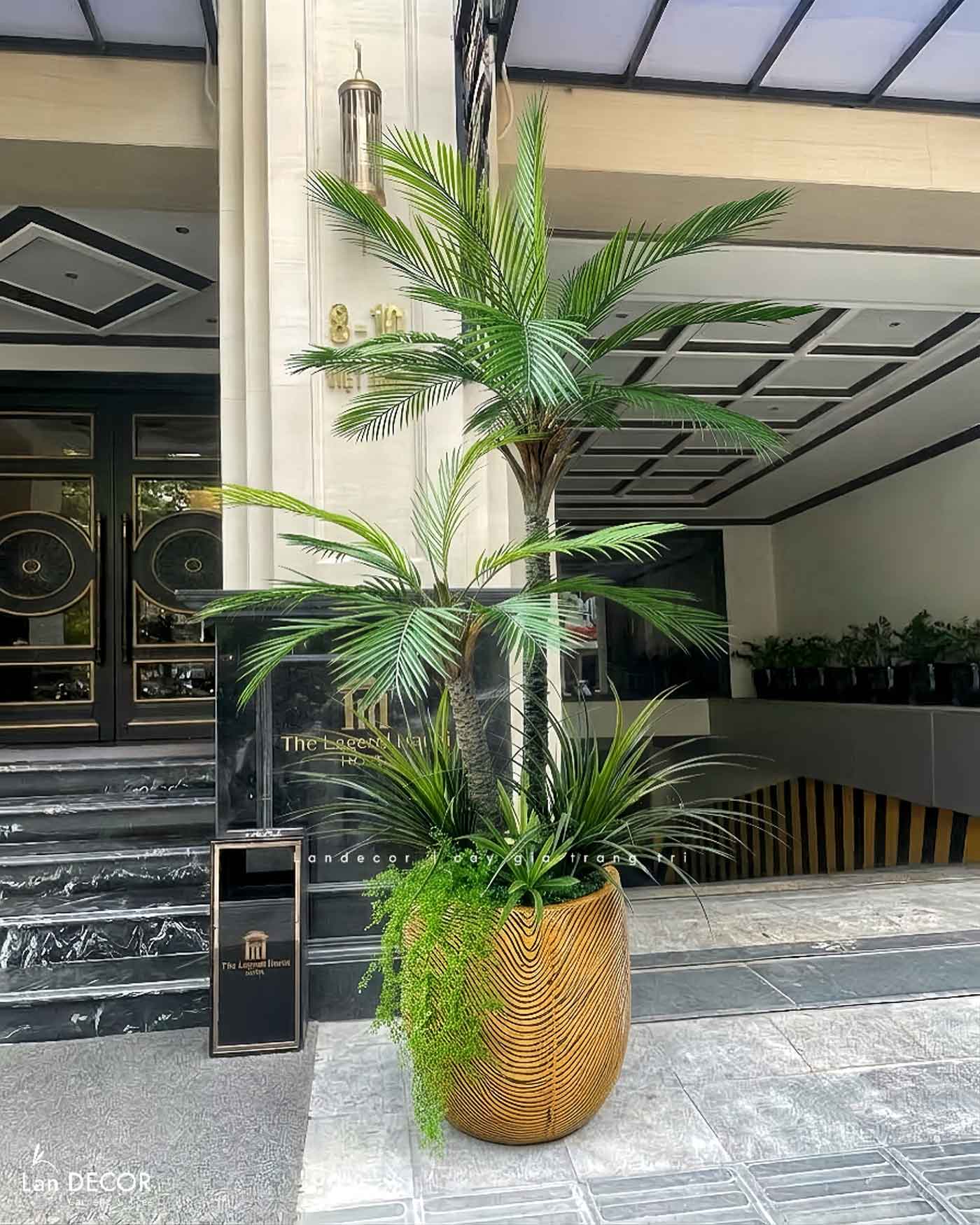Cây Giả - Cây Chà Là Giả 2 Thân Thiết Kế Văn Phòng Hiện Đại (210cm)- LC3567- ghép