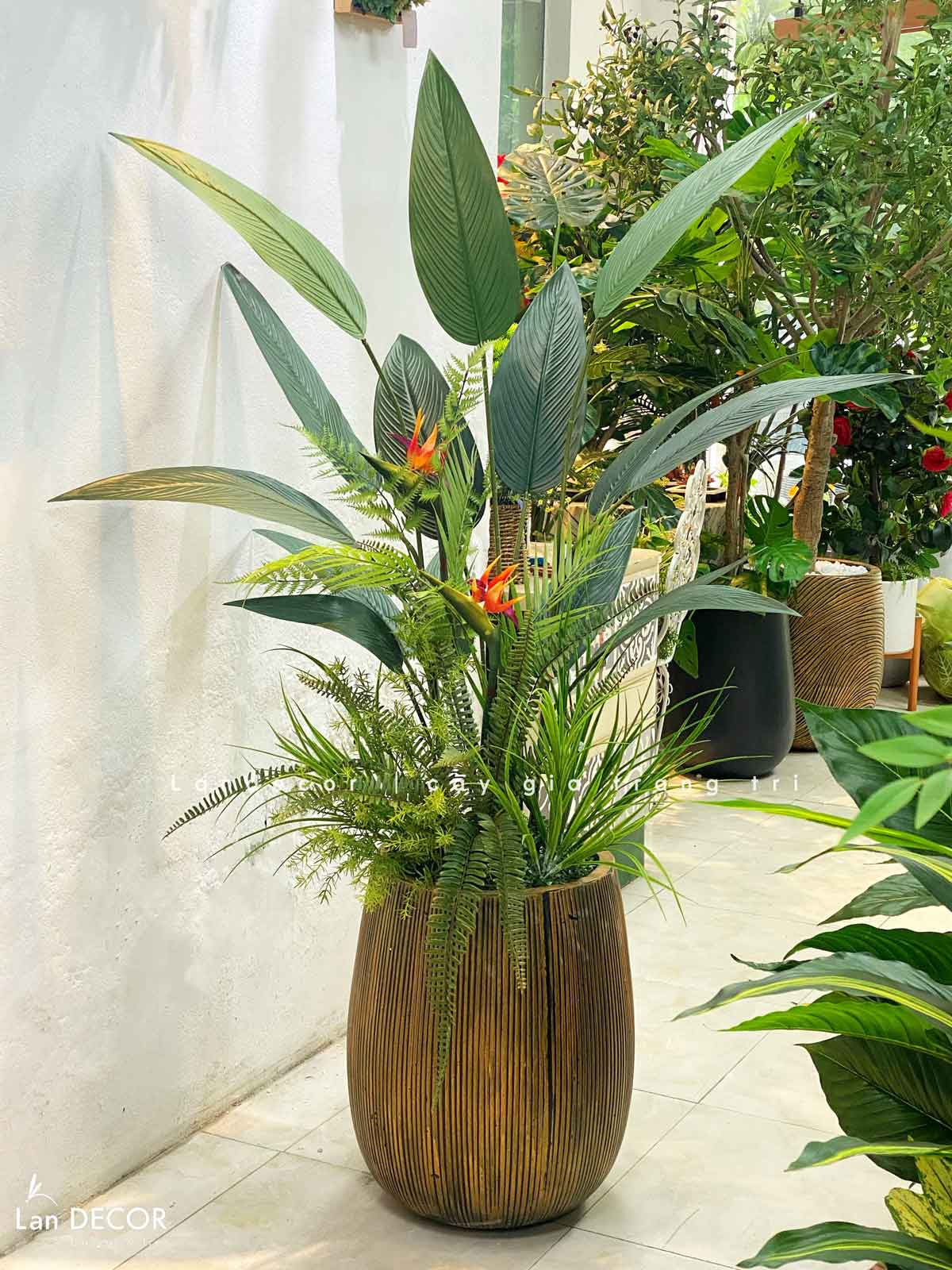 Cây chuối thiên điểu trang trí LanDecor (140cm) - LC3180 mix