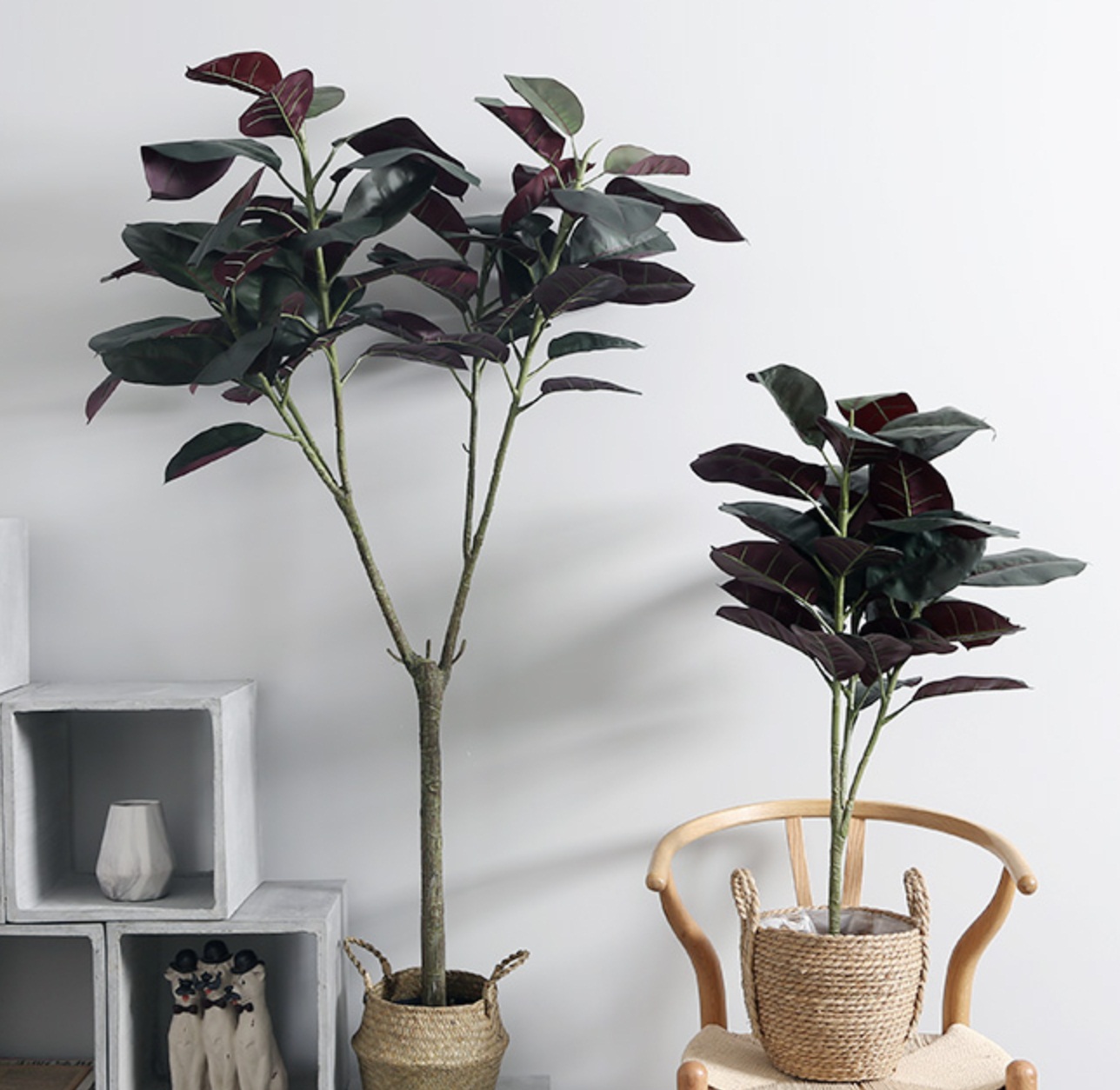 Cây Bàng Singapore lá đỏ cây giả trang trí Lan Decor  (110cm) - LC2918-1