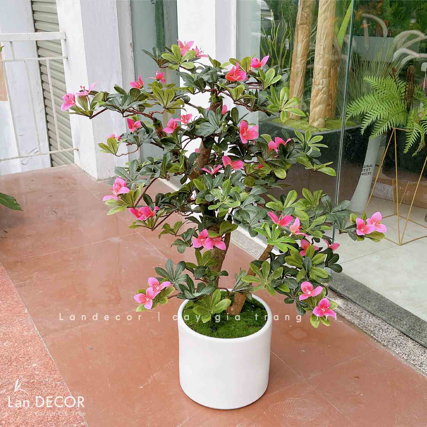 Cành Lá Giả, Cành Hoa Đỗ Quyên Đẹp Tự Nhiên (50cm) -HC1117