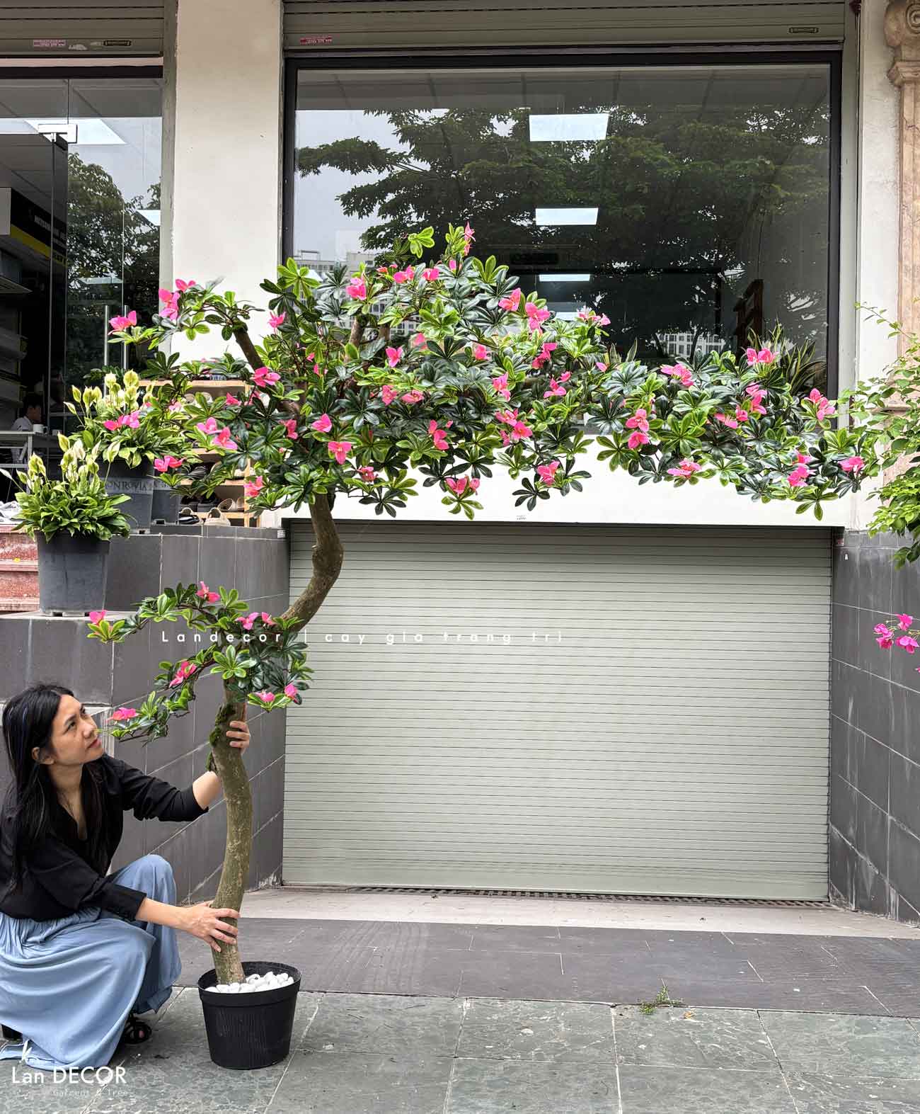 Cây Giả Tiểu Cảnh - Cây Đỗ Quyên Dáng Huyền Trang Trí Tiểu Cảnh Ấn Tượng (200cm)- CC1090