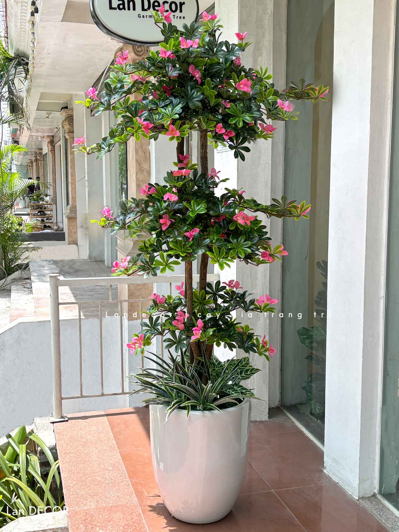 Cây Hoa Giả Decor - Cây Hoa Đỗ Quyên Thiết Kế Không Gian Đẹp (180cm)- CC1048